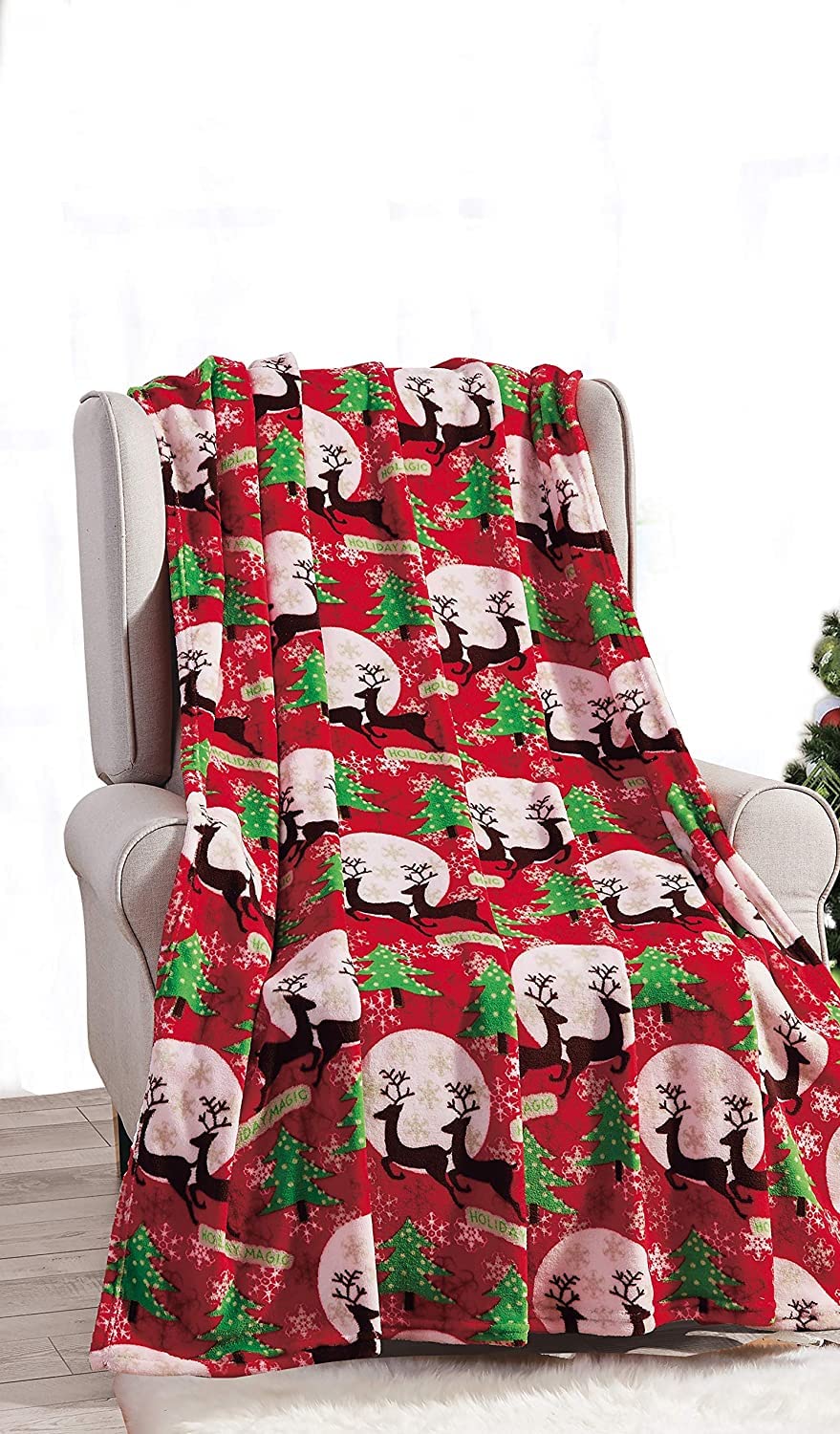 NobleHouse Velvet Touch Holiday Throw Fleece Blanket (50" x 60") - Best Buy Furniture