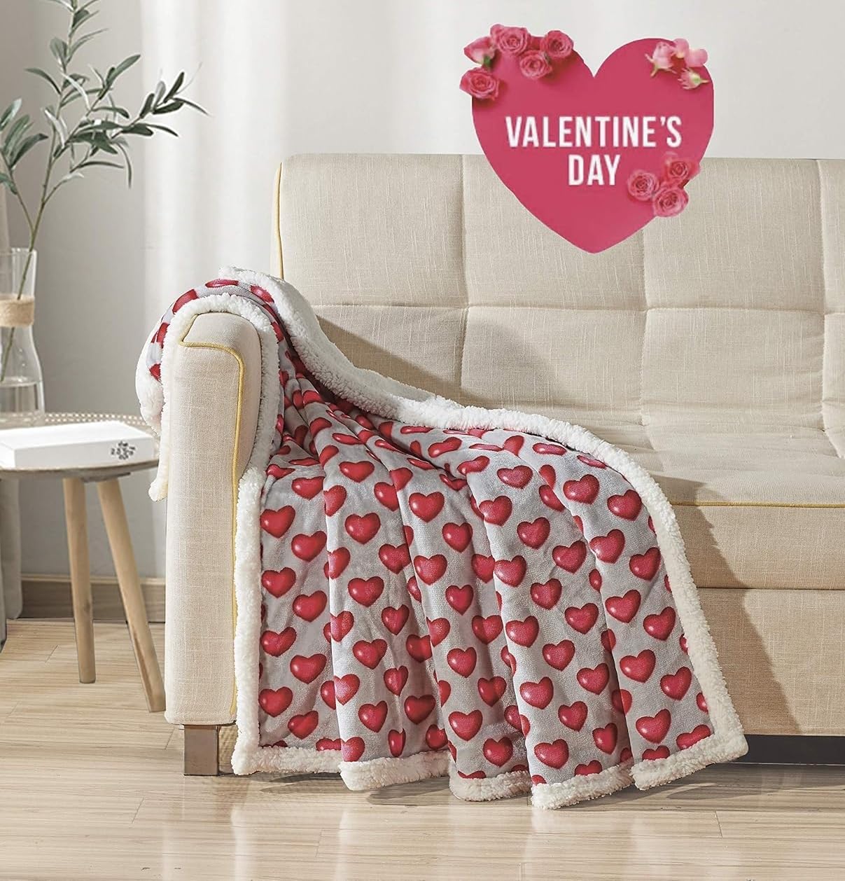 Decor&More Amor Eterno Be Mine Love Collection Valentine's Day Heart Ultra Plush Throw Blanket (50" x 60") - - Best Buy Furniture