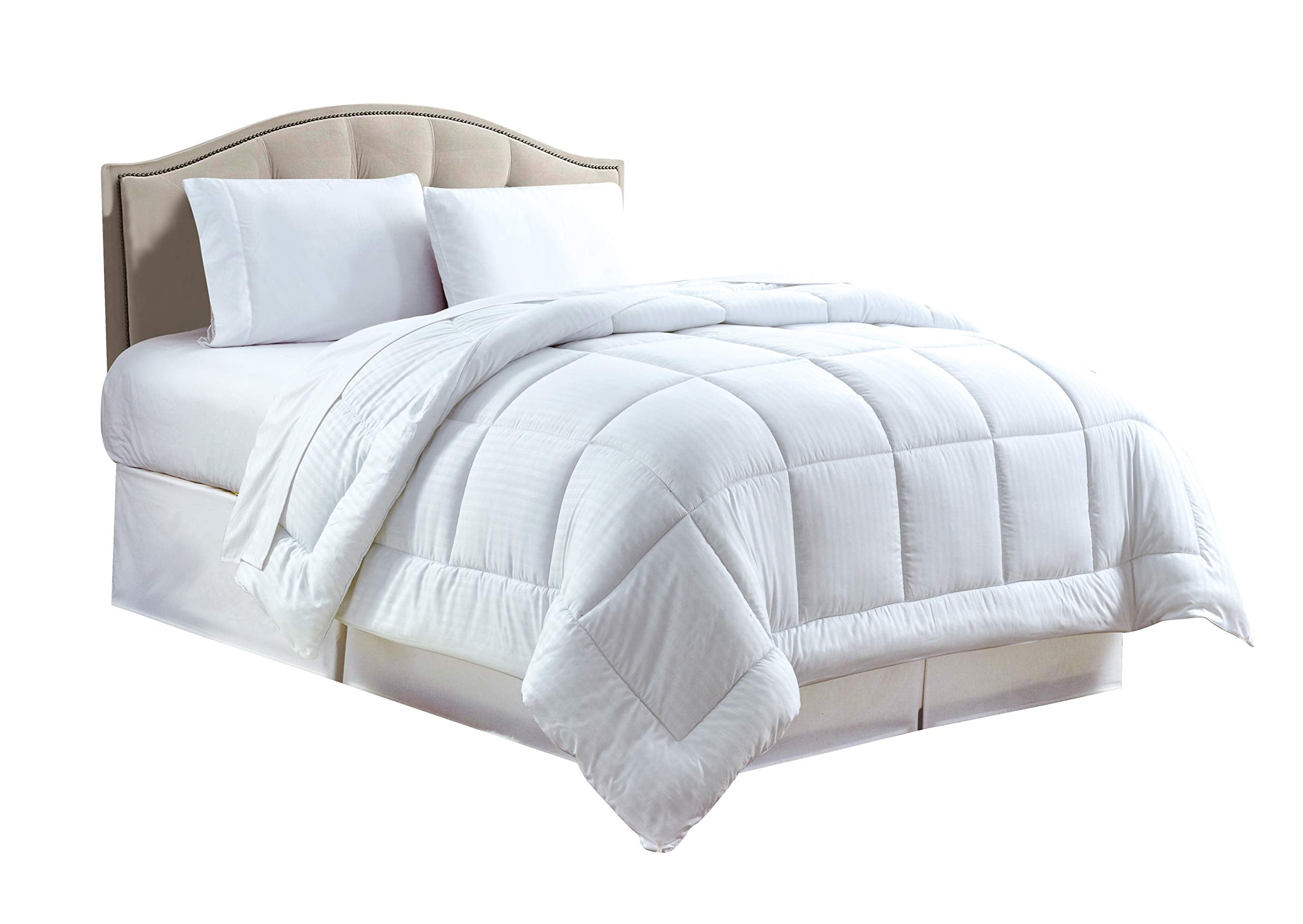 Decor&More Home Essentials Full/Queen Size Reversible Down Alternative Embossed Stripe Comforter (86" x 86") - White - Best Buy Furniture