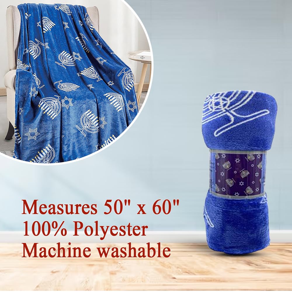 Decor&More Maccabbee Collection Microplush Holiday Throw Blanket (60" x 50") - Hanukkah Menorah - Best Buy Furniture