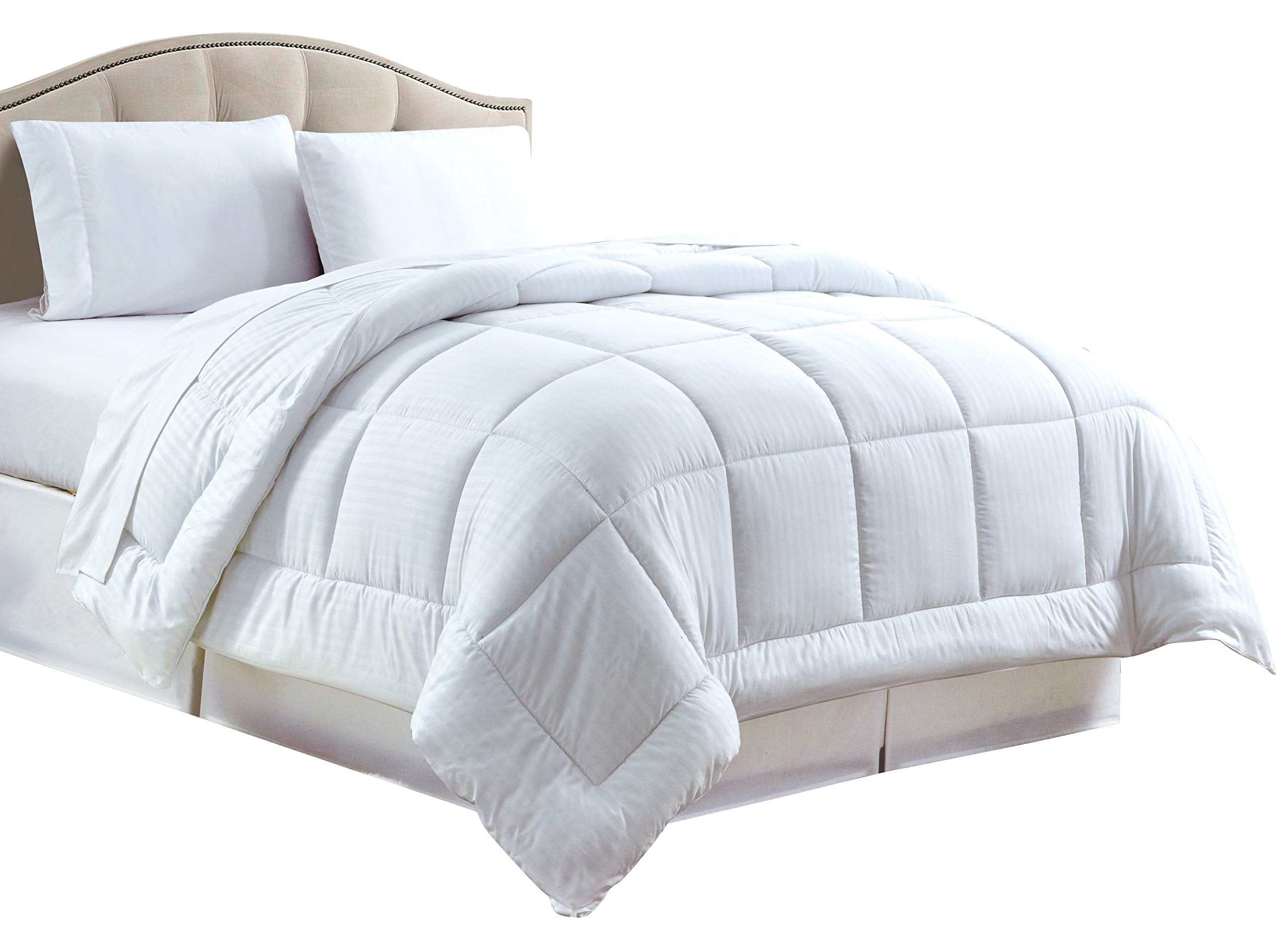Decor&More Home Essentials Full/Queen Size Reversible Down Alternative Embossed Stripe Comforter (86" x 86") - White - Best Buy Furniture
