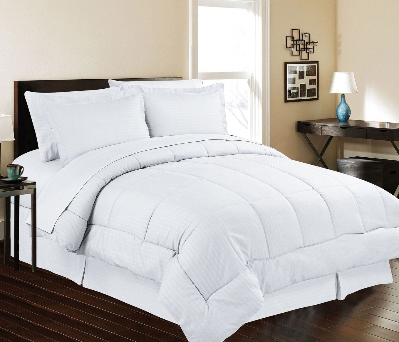 Decor&More Ultra Lush Down Alternative 8 Piece Bed in a Bag Embossed Stripe Comforter Set - Best Buy Furniture