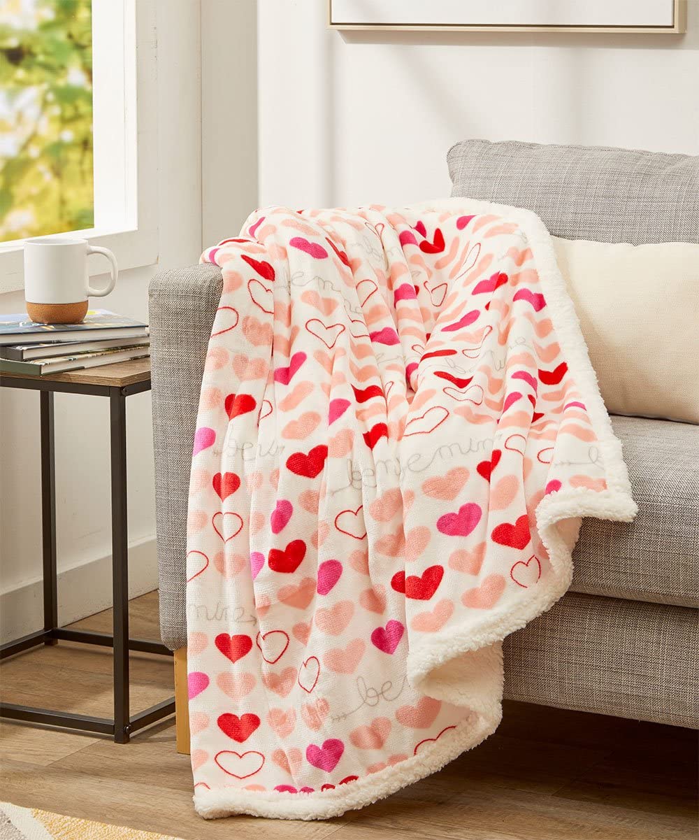 Decor&More Amor Eterno Be Mine Love Collection Valentine's Day Heart Ultra Plush Throw Blanket (50" x 60") - - Best Buy Furniture