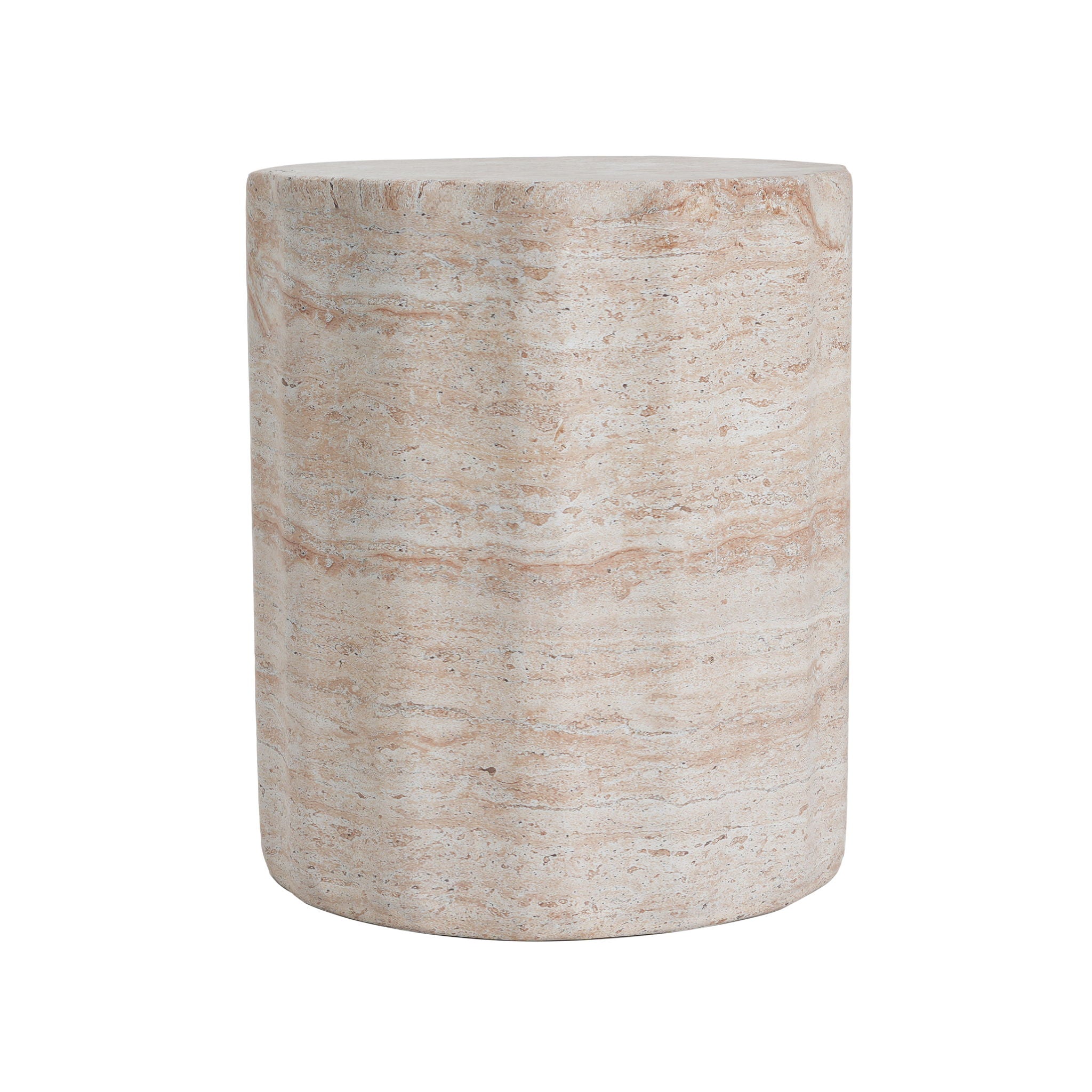 Elegant Indoor / Outdoor Lightweight Concrete Side Table With Travertine - Beige - Best Buy Furniture