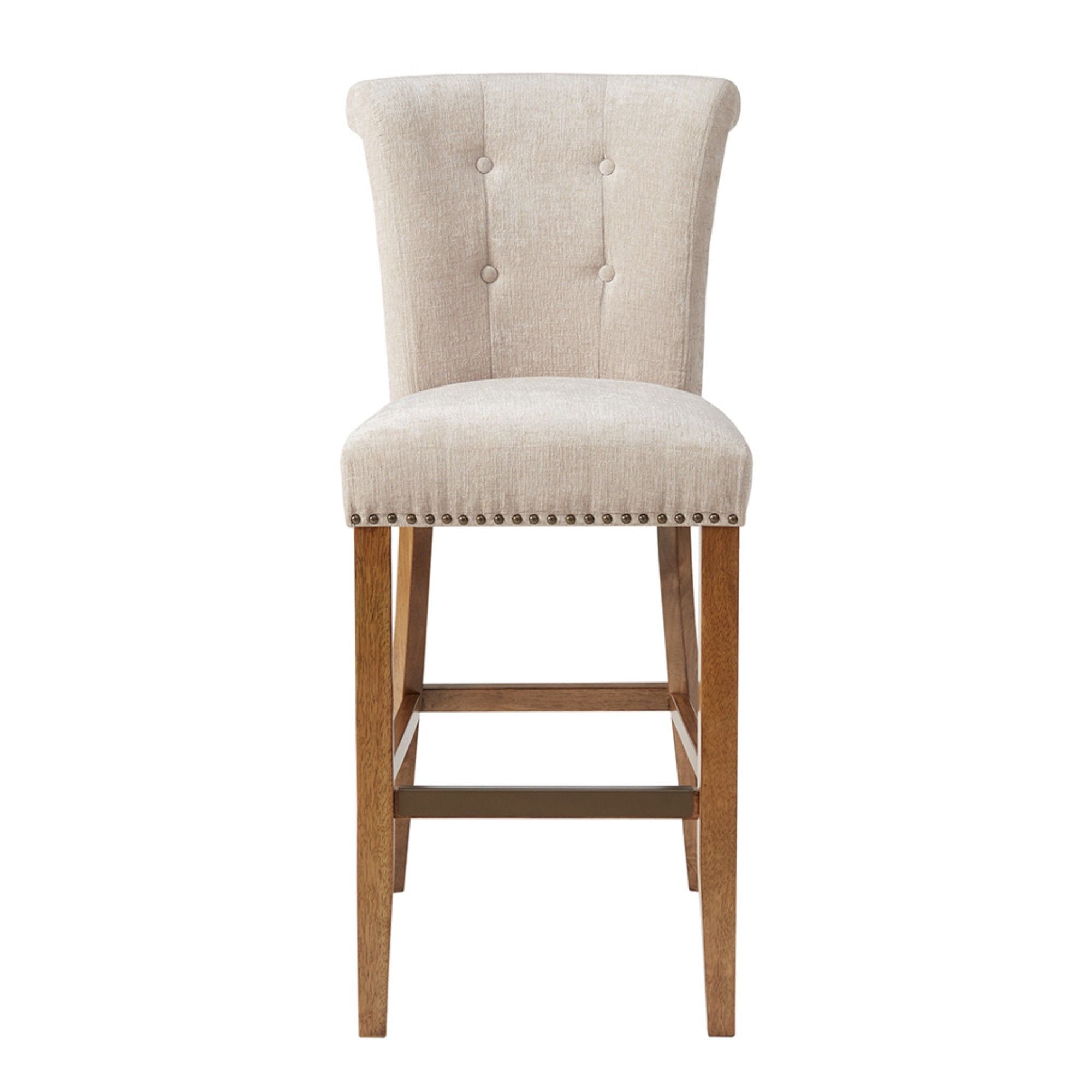 Bar Stool With Bronze Nail Heads - Cream