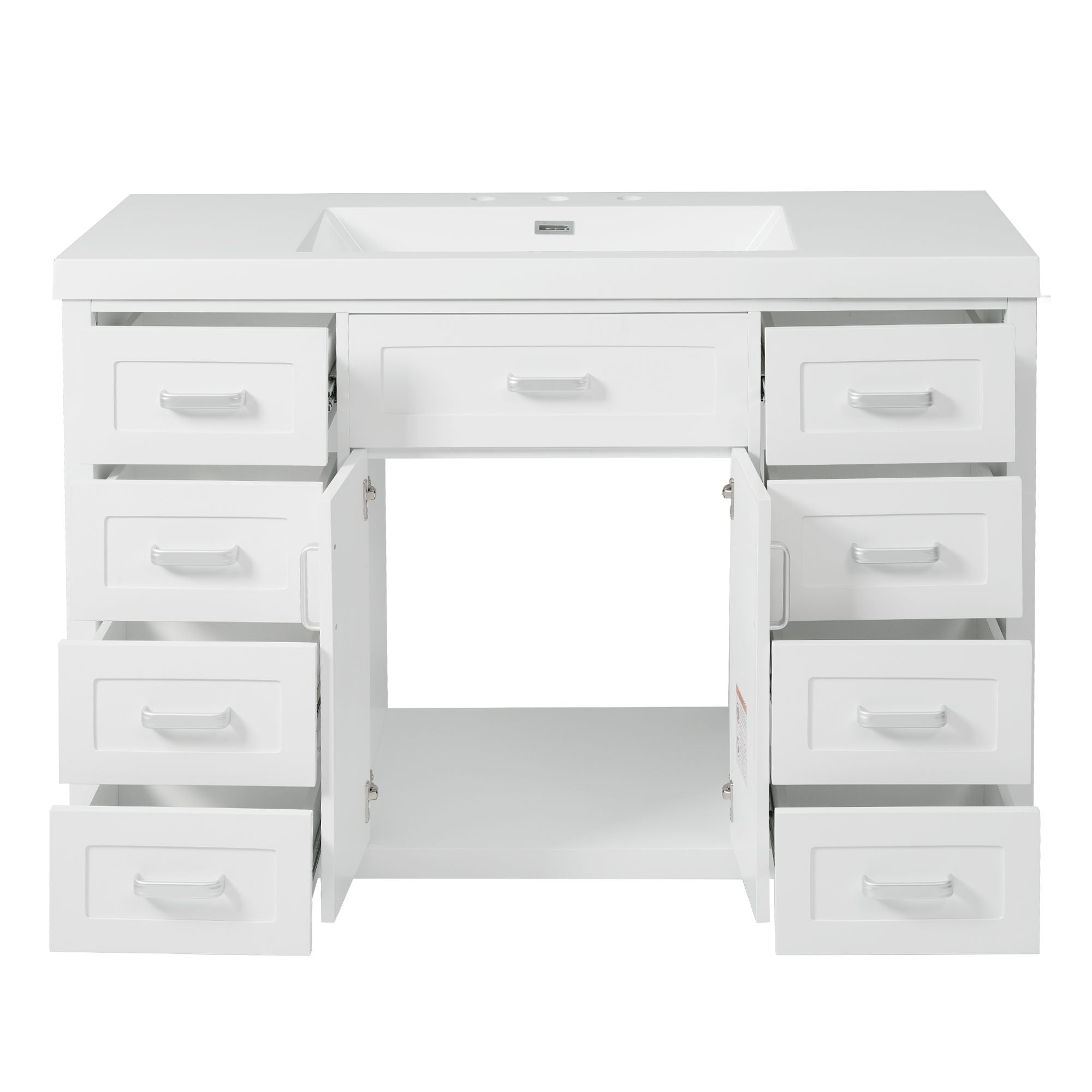 Bathroom Vanity With Sink, 2 Doors 8 Drawers, Soft Close System, Classic Design