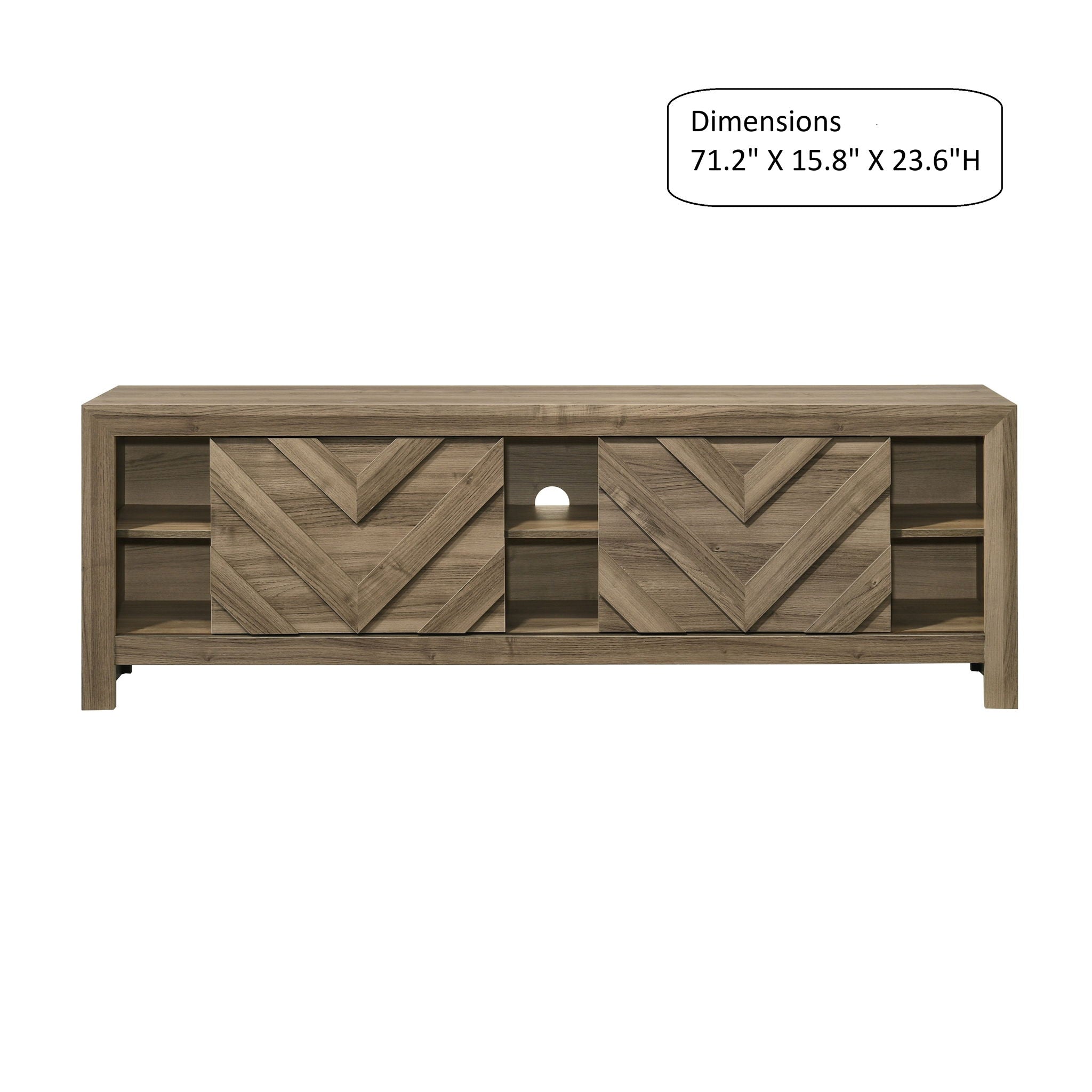 Chevron Patterned Living Room TV Stand - Light Brown