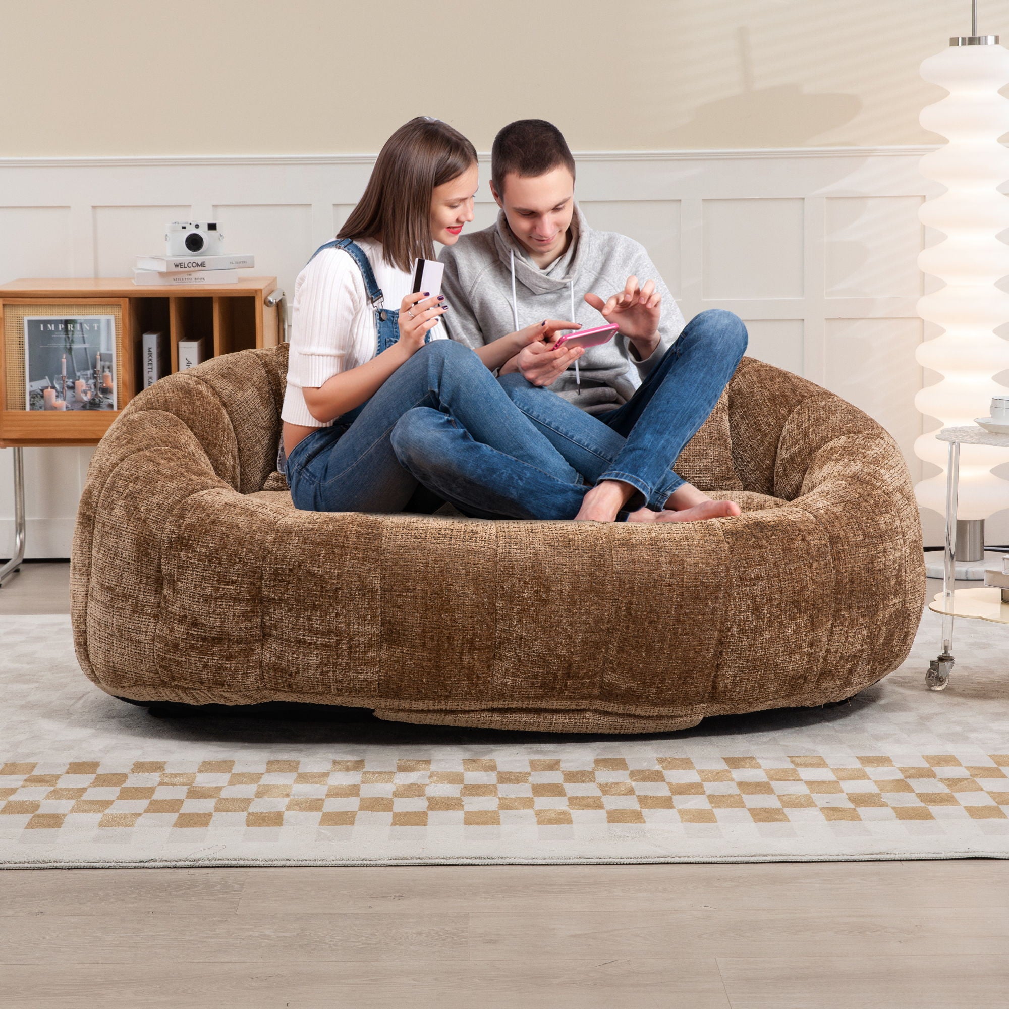 Bean Bag Lazy Sofa, Durable Comfort Lounger High Back Bean Bag Chair Couch