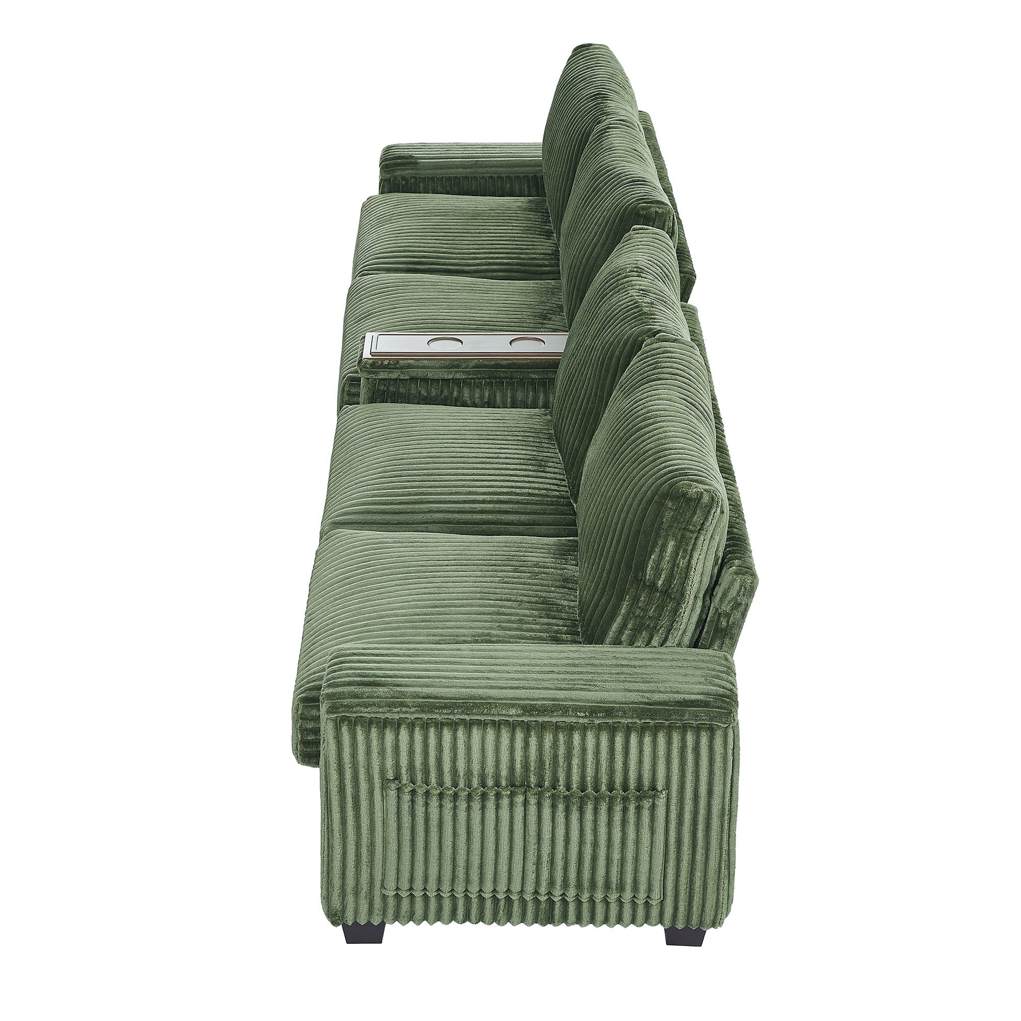 Modern 4 Seater Corduroy Sofa Couch With USB Ports And Hidden Storage