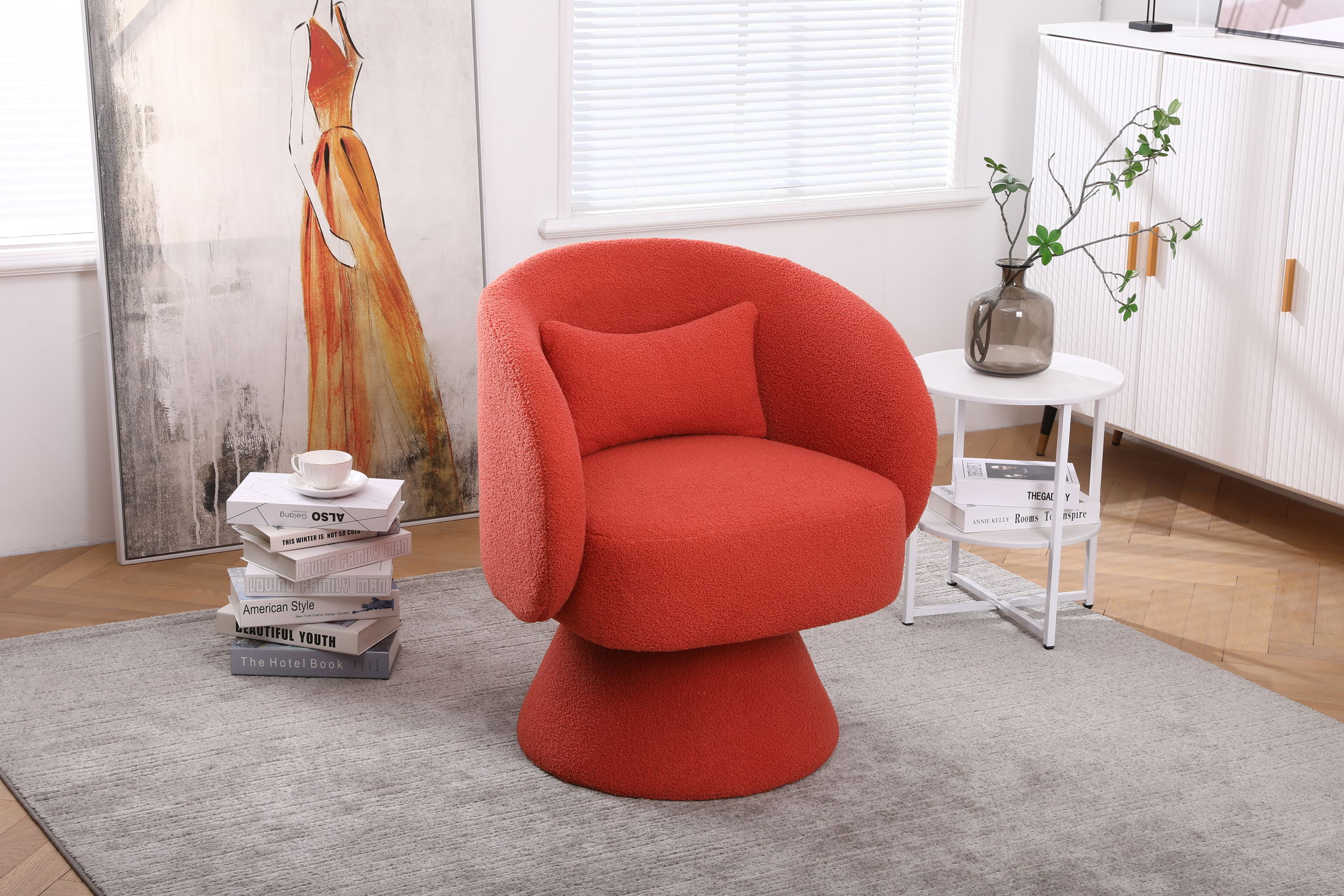 Swivel Accent Chair Armchair, Round Barrel Chair For Living Room Bedroom