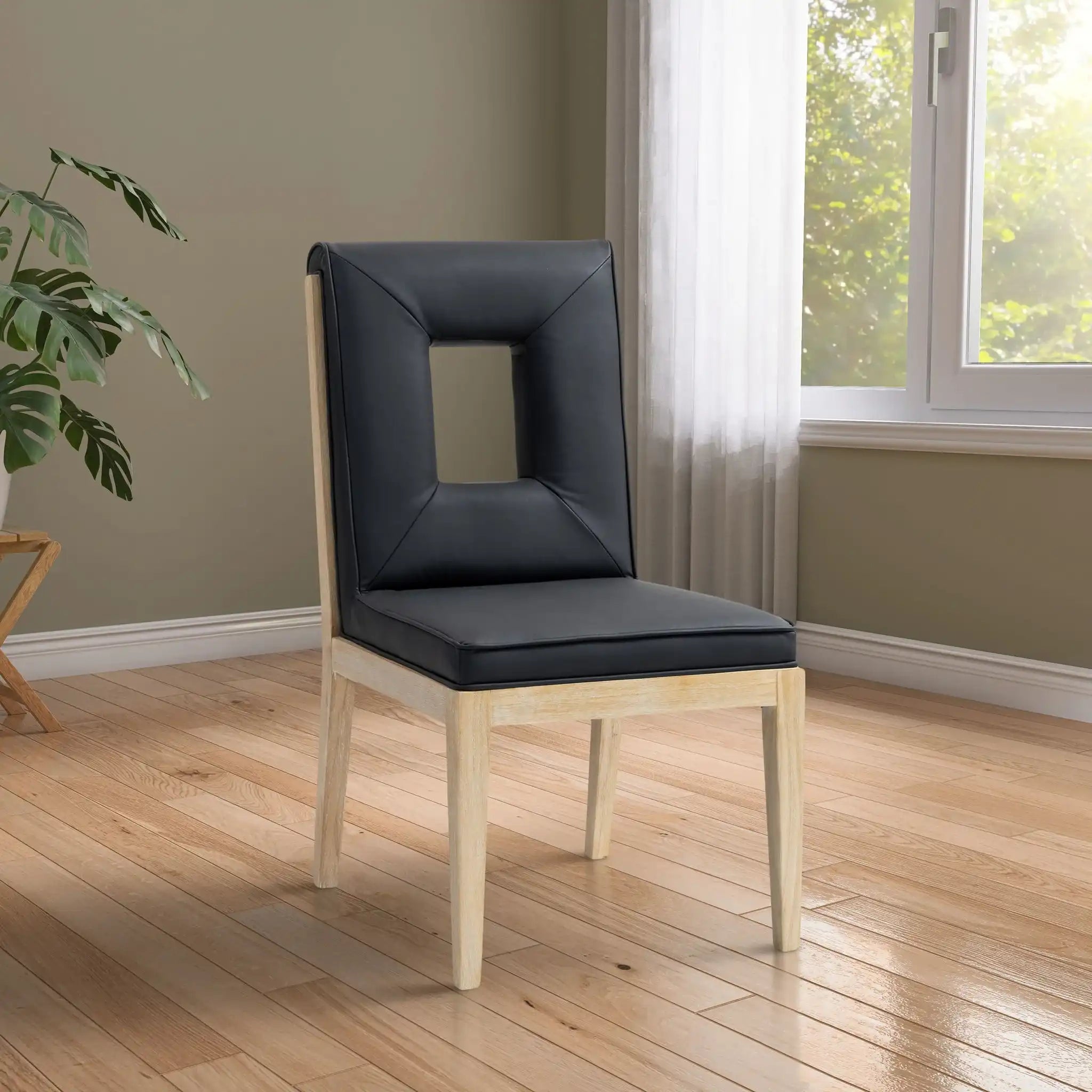 Gwendolyn - Faux Leather Dining Side Chair With Natural Frame (Set of 2)