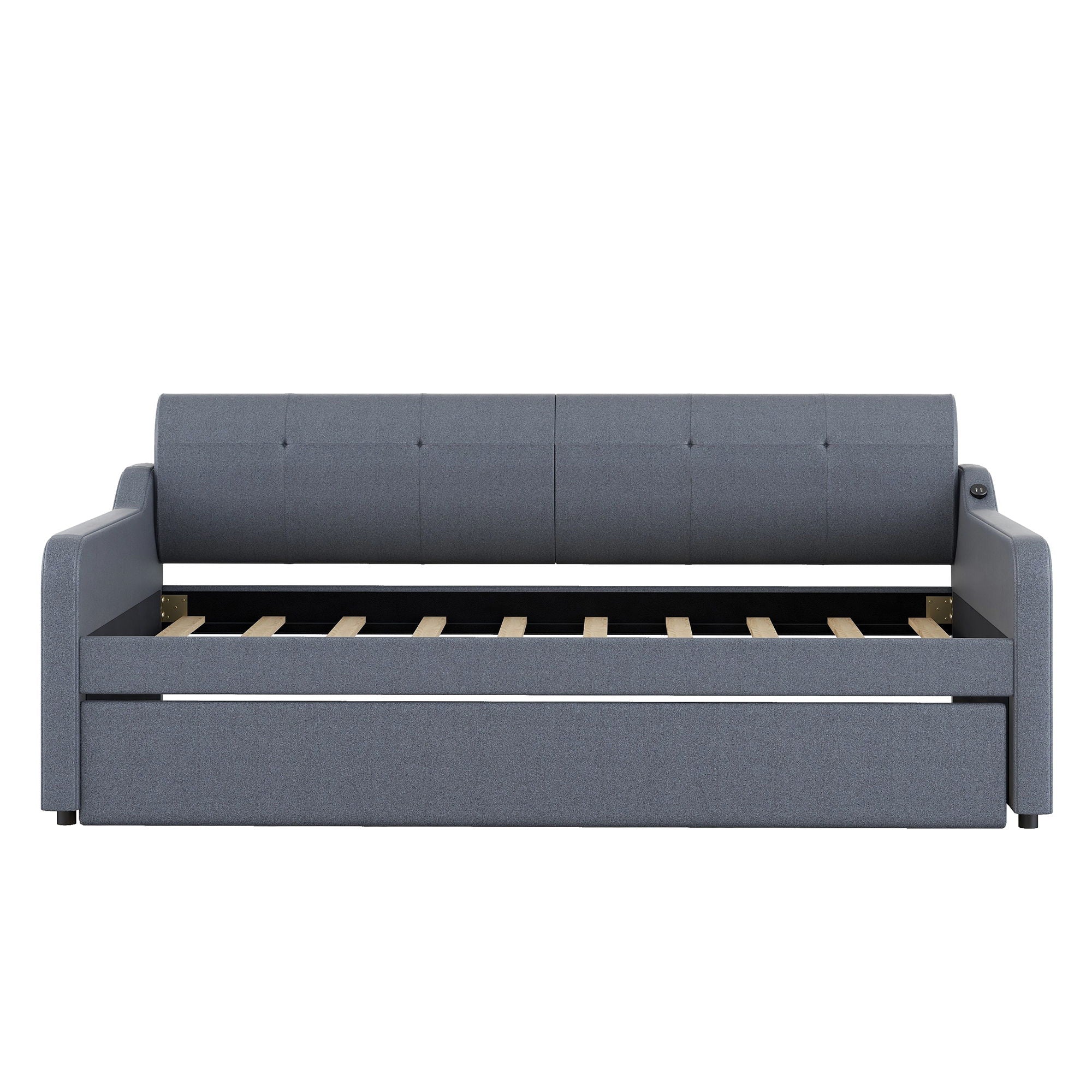Upholstered Daybed With Trundle And USB Charging