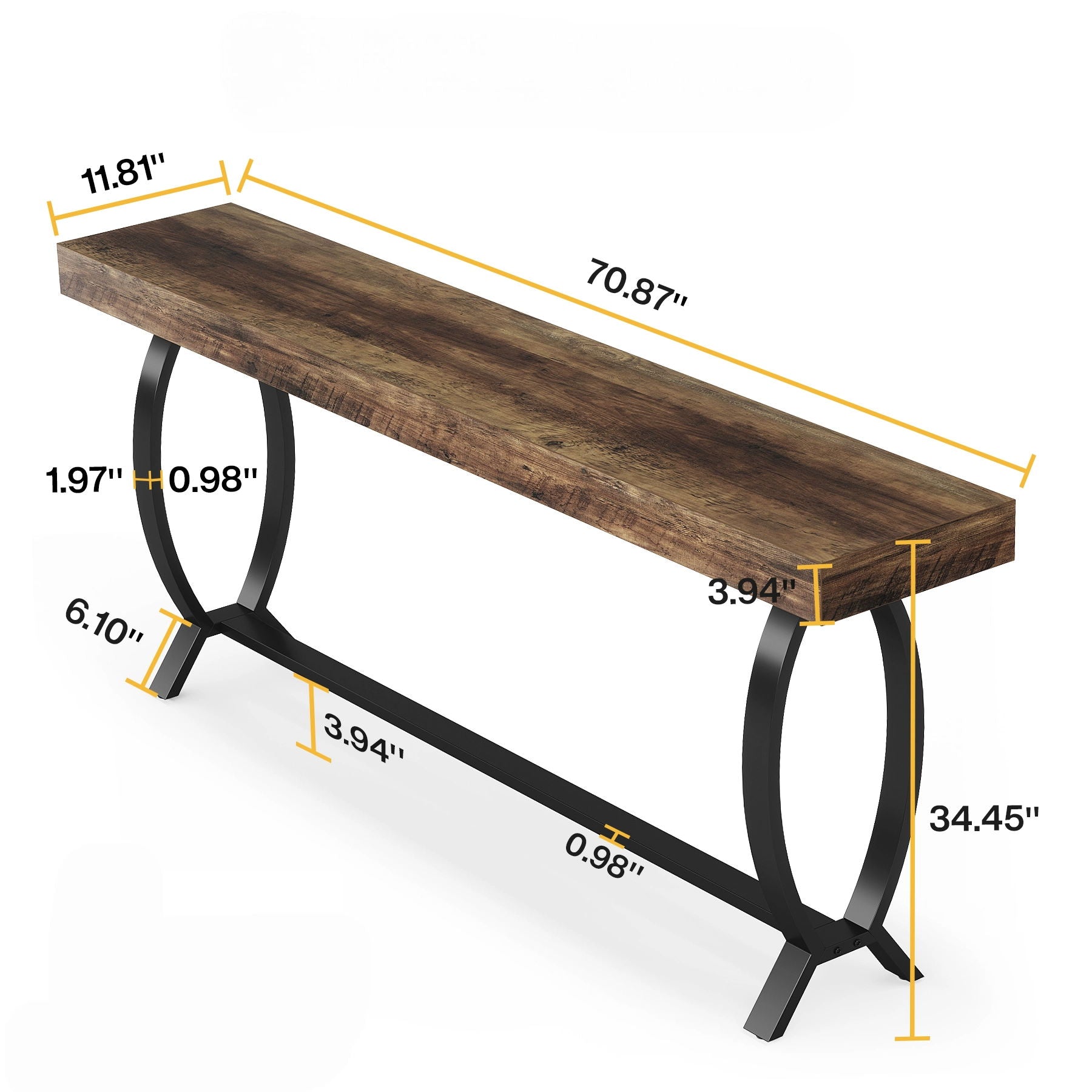 Console Table With Fish Tail Legs Extra Long - Brown