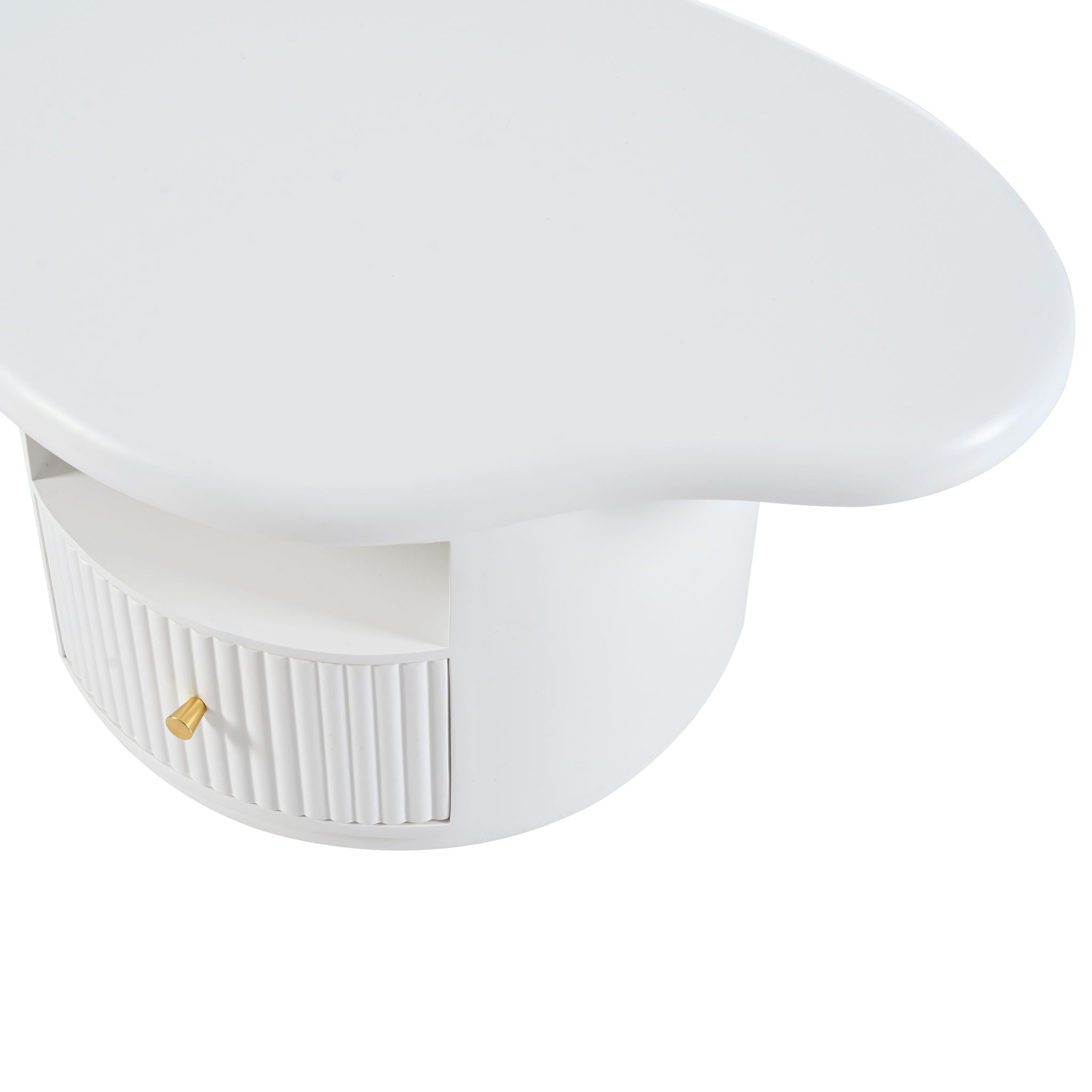Cloud - Coffee Table, Irregular Shape Coffee Table With 1 Dreawer And Shelf For Living Room - White
