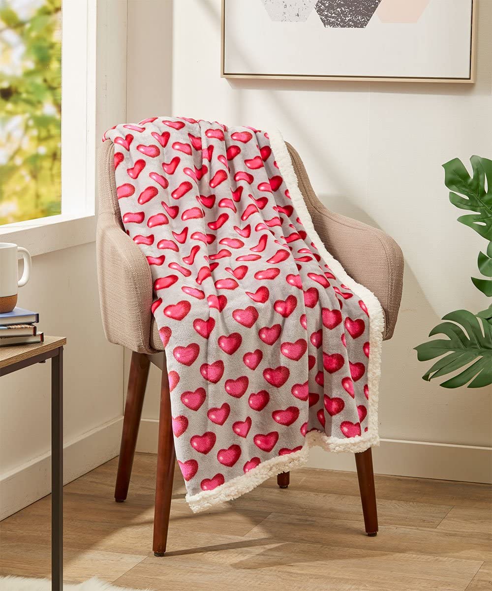 Decor&More Amor Eterno Be Mine Love Collection Valentine's Day Heart Ultra Plush Throw Blanket (50" x 60") - - Best Buy Furniture