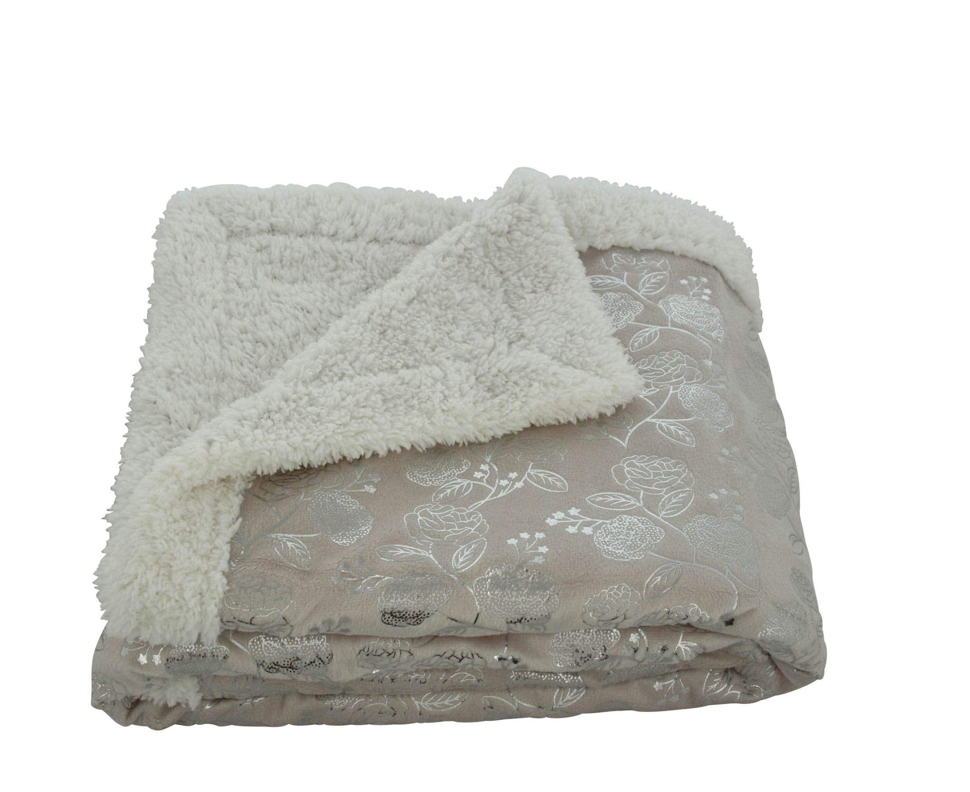 Faith, Hope, Love Home Decor Home Essentials Silver Flower Sherpa Plush Throw - Best Buy Furniture