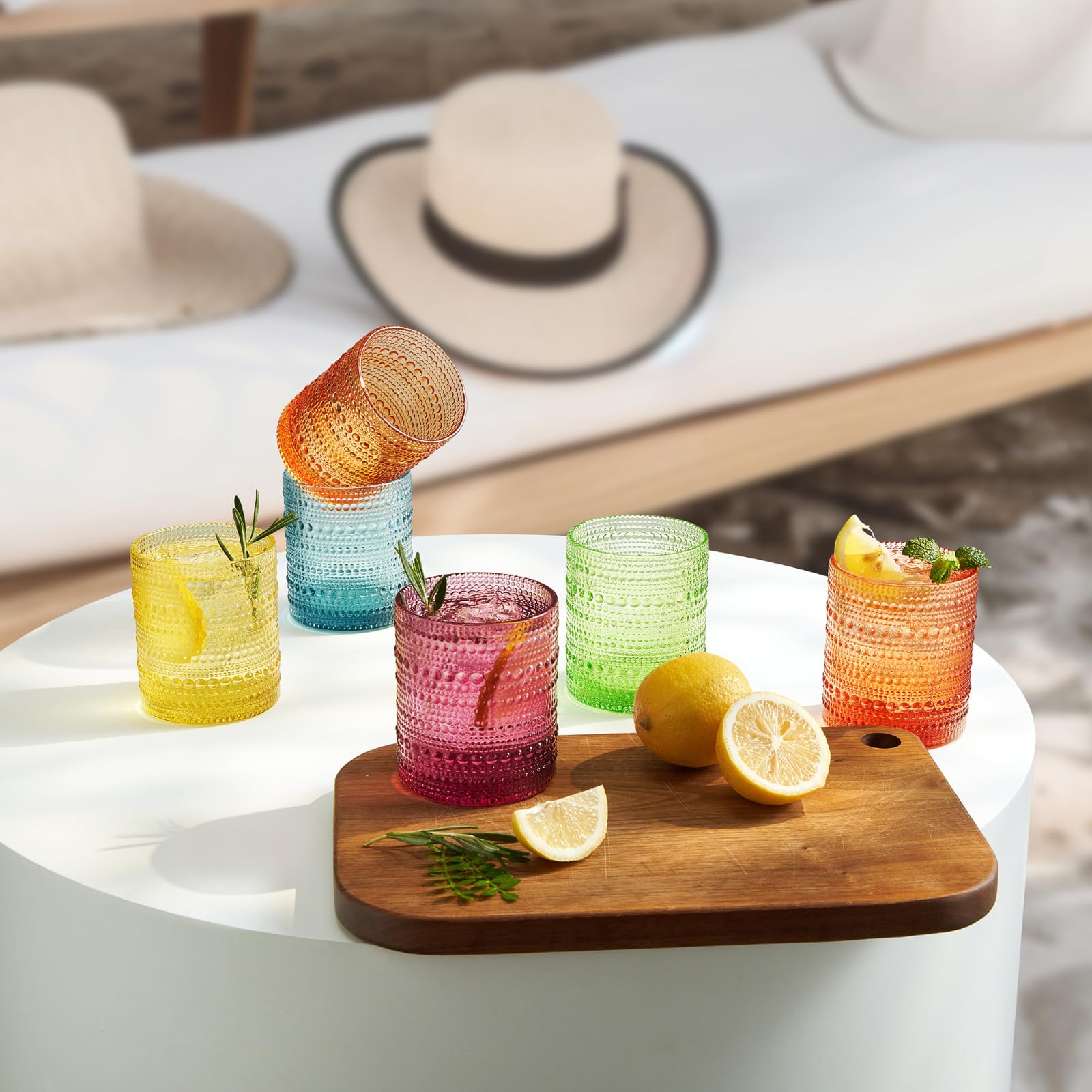 Vibes Hobnail glassware set of 6 Summer colors