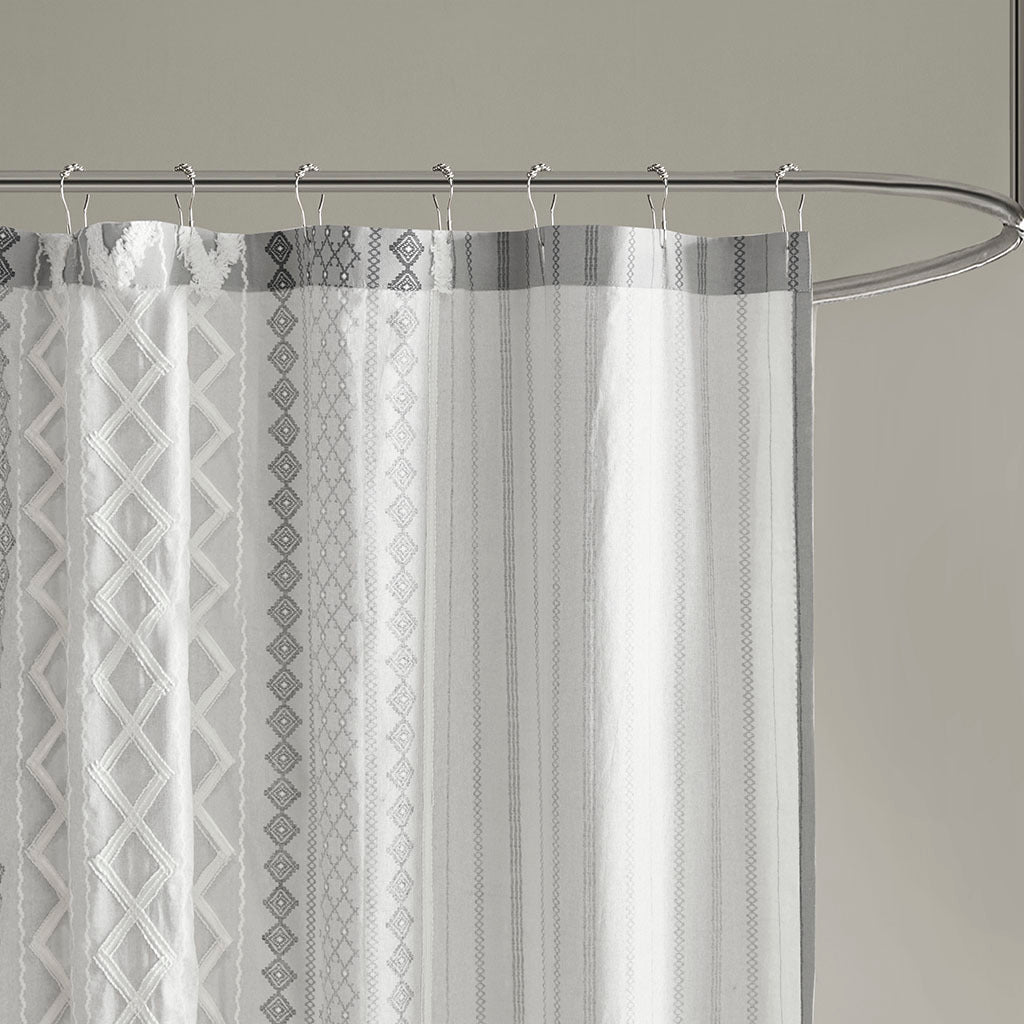 72" x 72" cotton printed shower curtain with chenille - Tuesday Morning - Shower Curtains