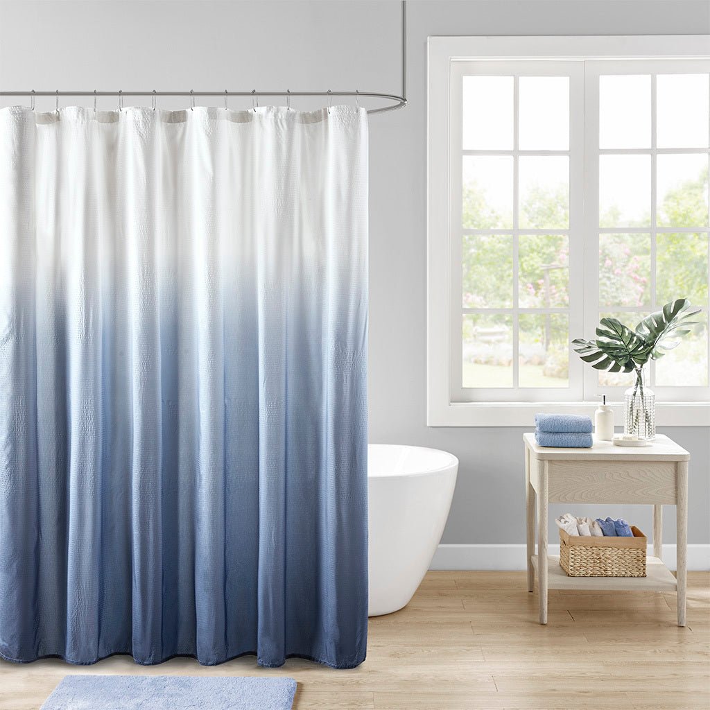 72" x 72" ombre printed seersucker shower curtain - Tuesday Morning - Shower Curtains