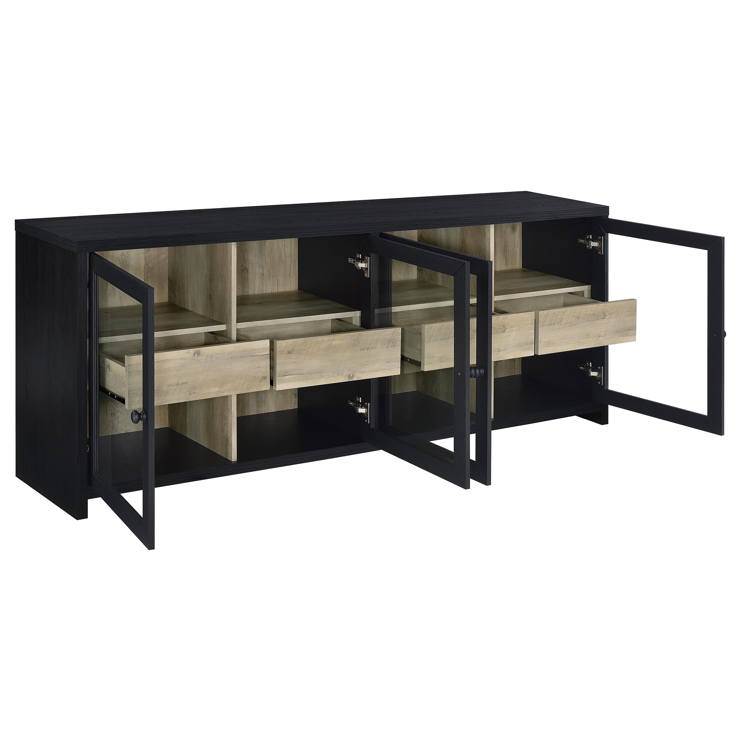 Denison 79-inch 4-door TV Stand Media Console Black-