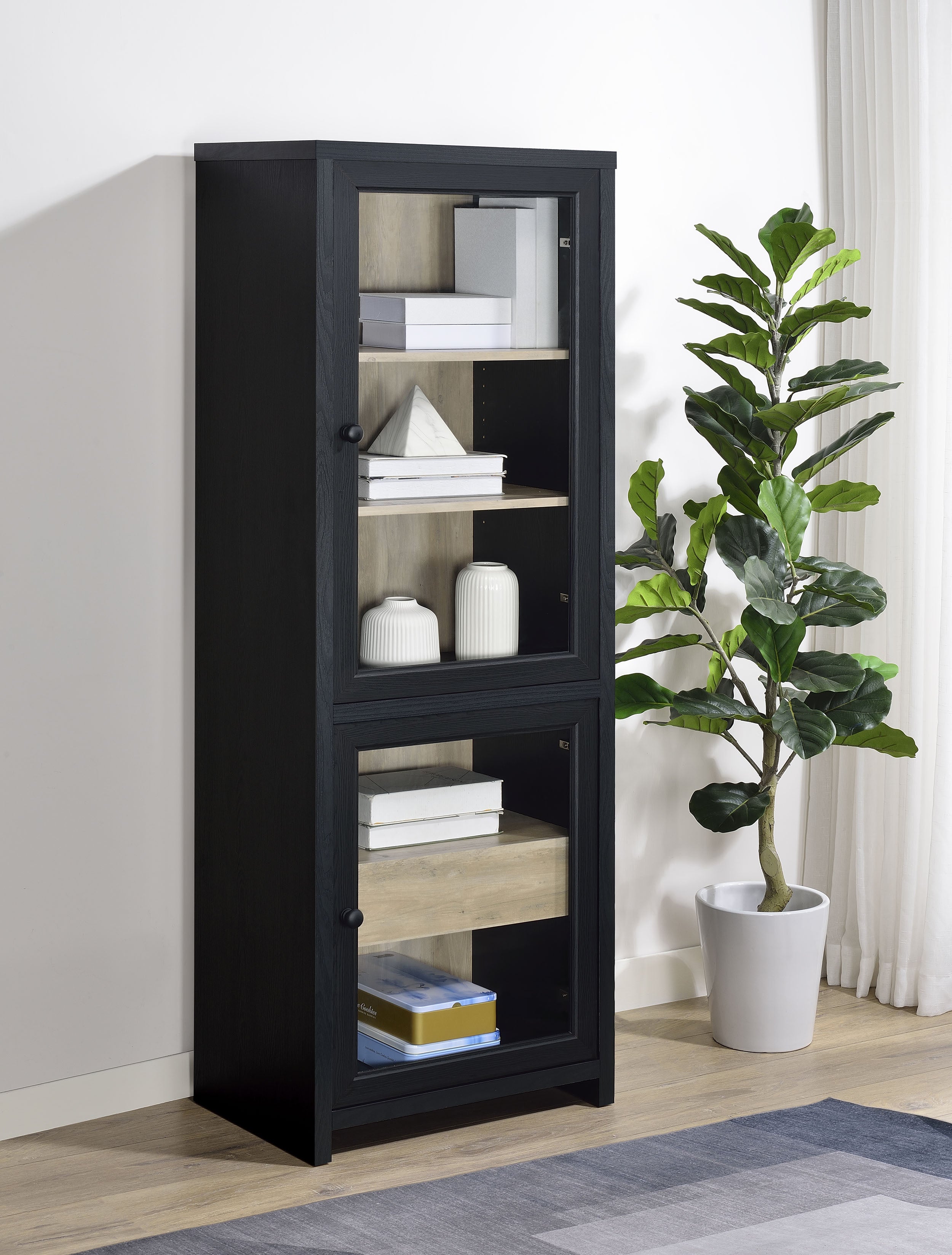 Denison 67-inch 2-door Media Tower Storage Cabinet Black-