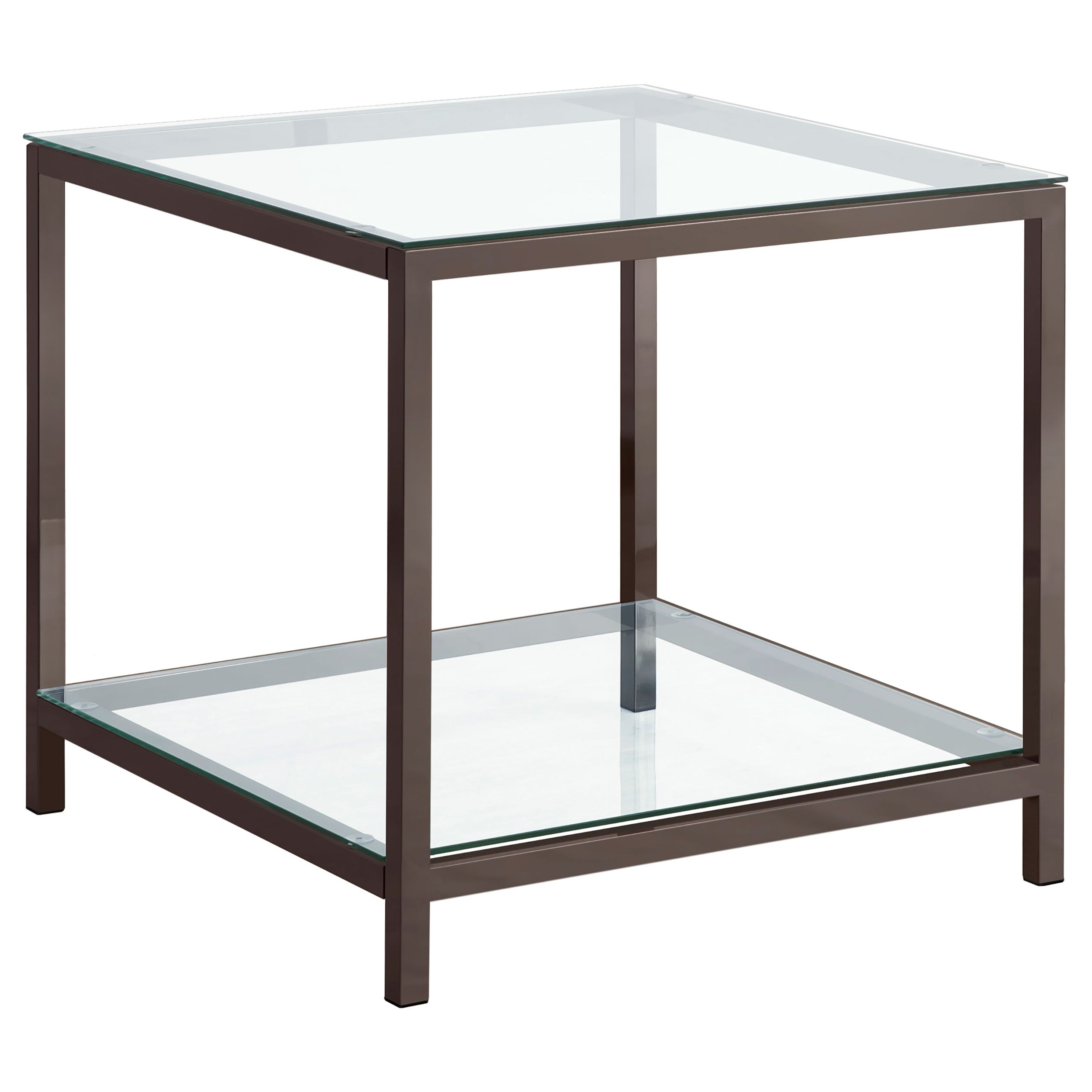 Trini 1-shelf Glass Top Side End Table Black Nickel-CoasterEssence