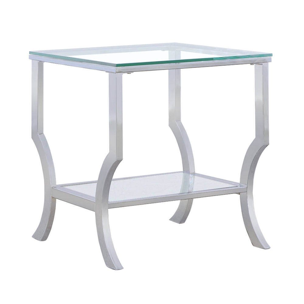 Saide Square Glass Top Side End Table Chrome-CoasterEssence