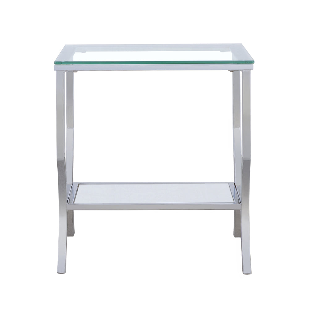 Saide Square Glass Top Side End Table Chrome-CoasterEssence
