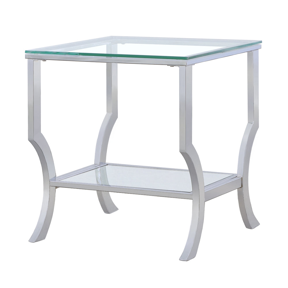 Saide Square Glass Top Side End Table Chrome-CoasterEssence