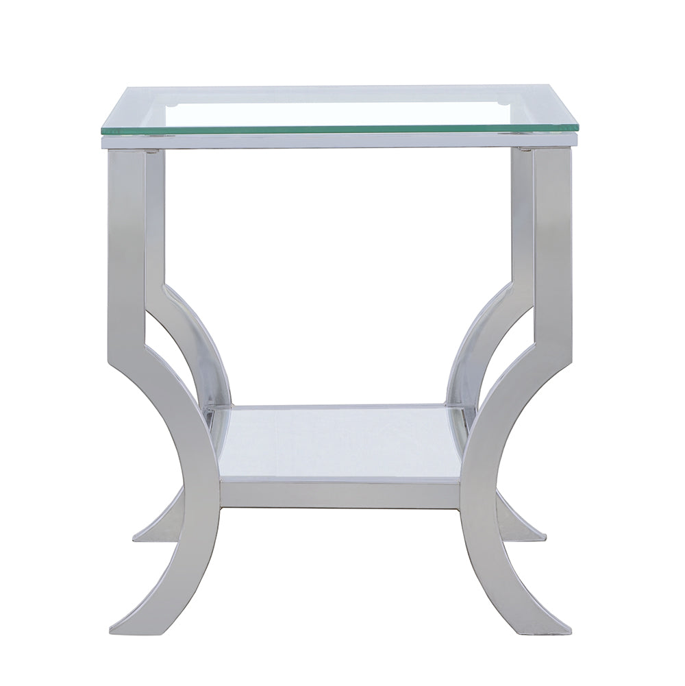 Saide Square Glass Top Side End Table Chrome-CoasterEssence