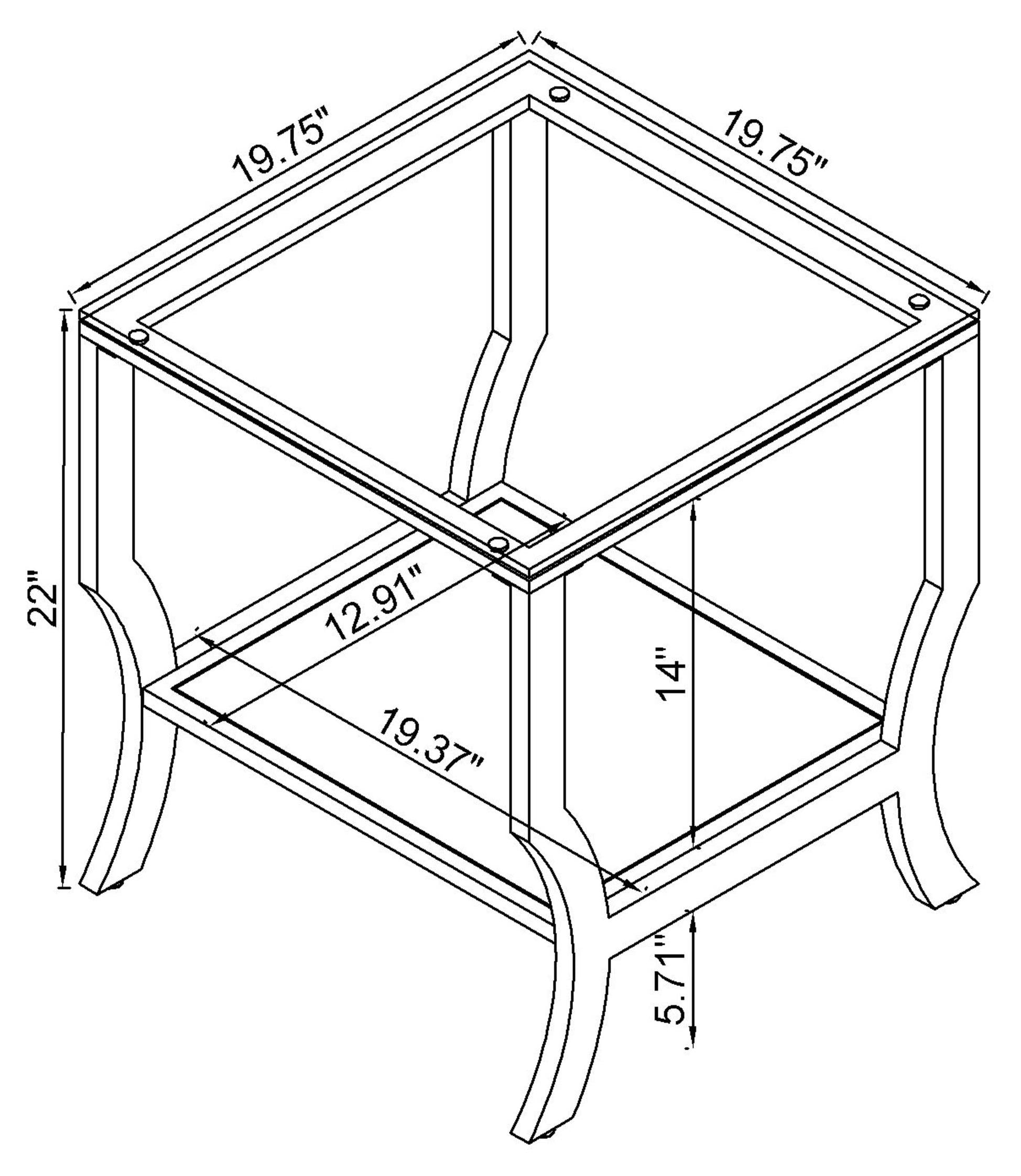 Saide Square Glass Top Side End Table Chrome-CoasterEssence