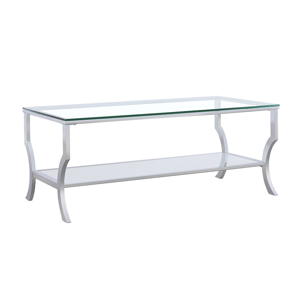 Saide Rectangular Glass Top Coffee Table Chrome-CoasterEssence