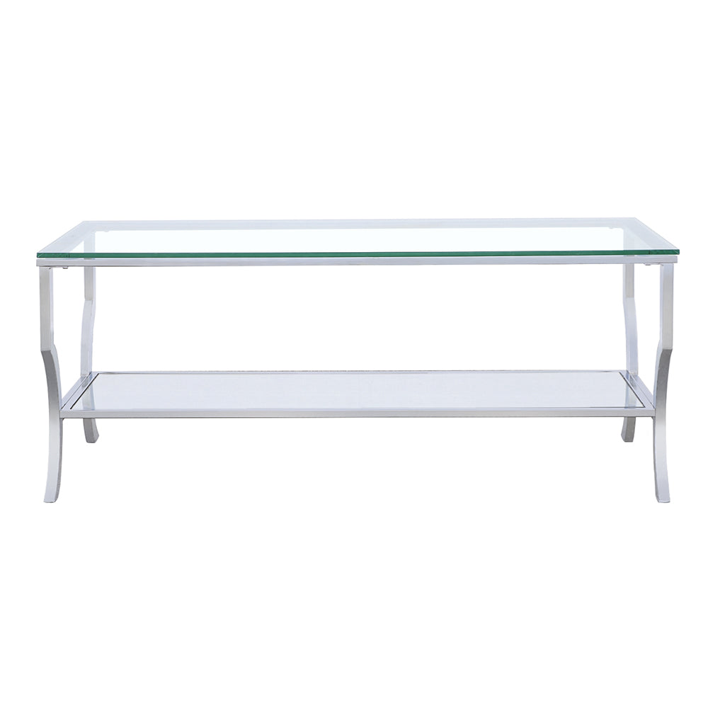 Saide Rectangular Glass Top Coffee Table Chrome-CoasterEssence