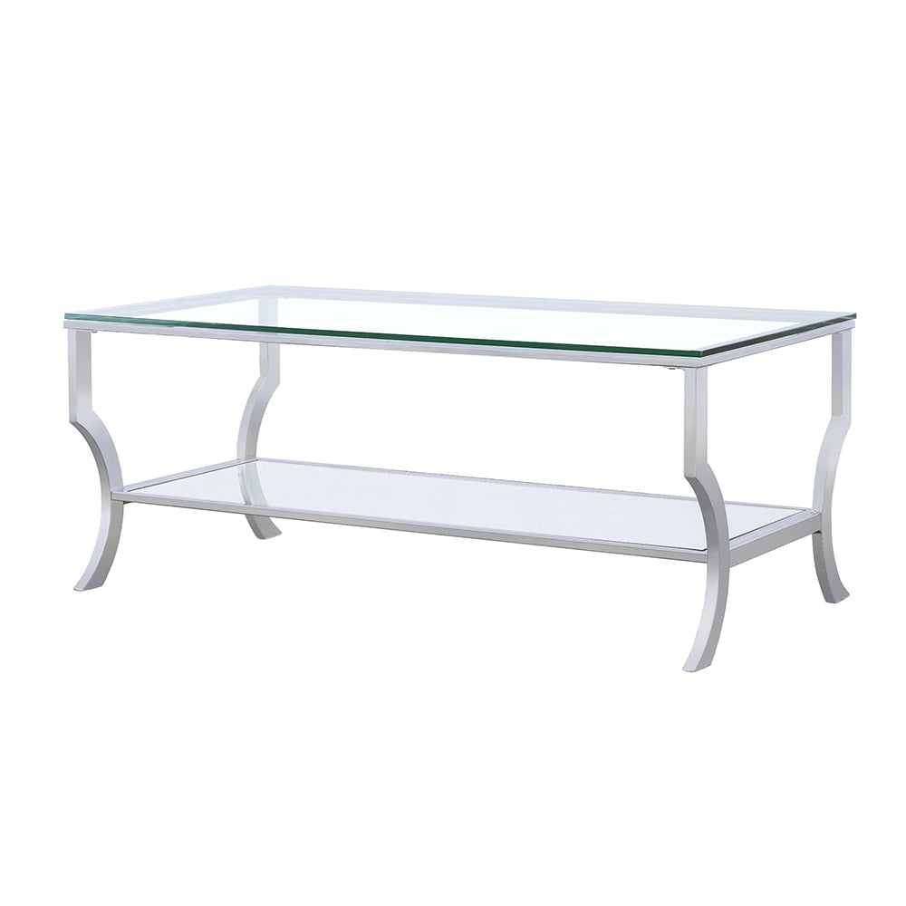 Saide Rectangular Glass Top Coffee Table Chrome-CoasterEssence