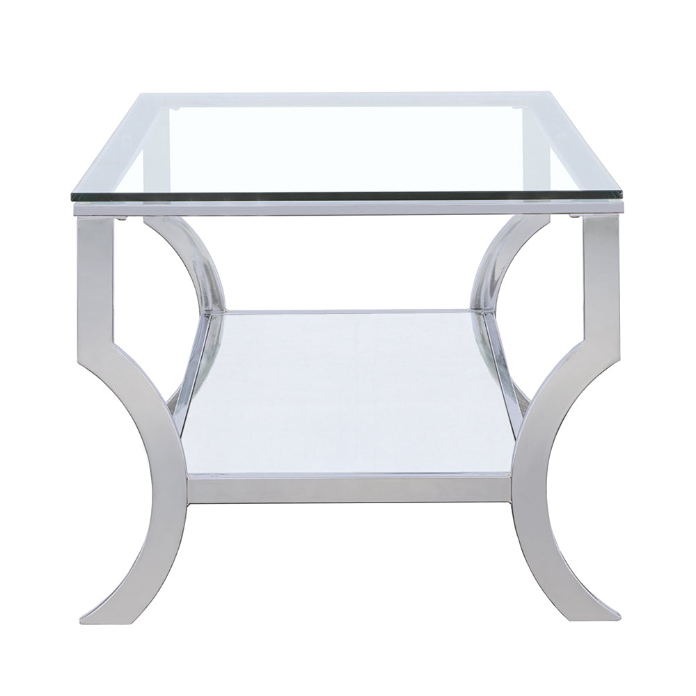 Saide Rectangular Glass Top Coffee Table Chrome-CoasterEssence