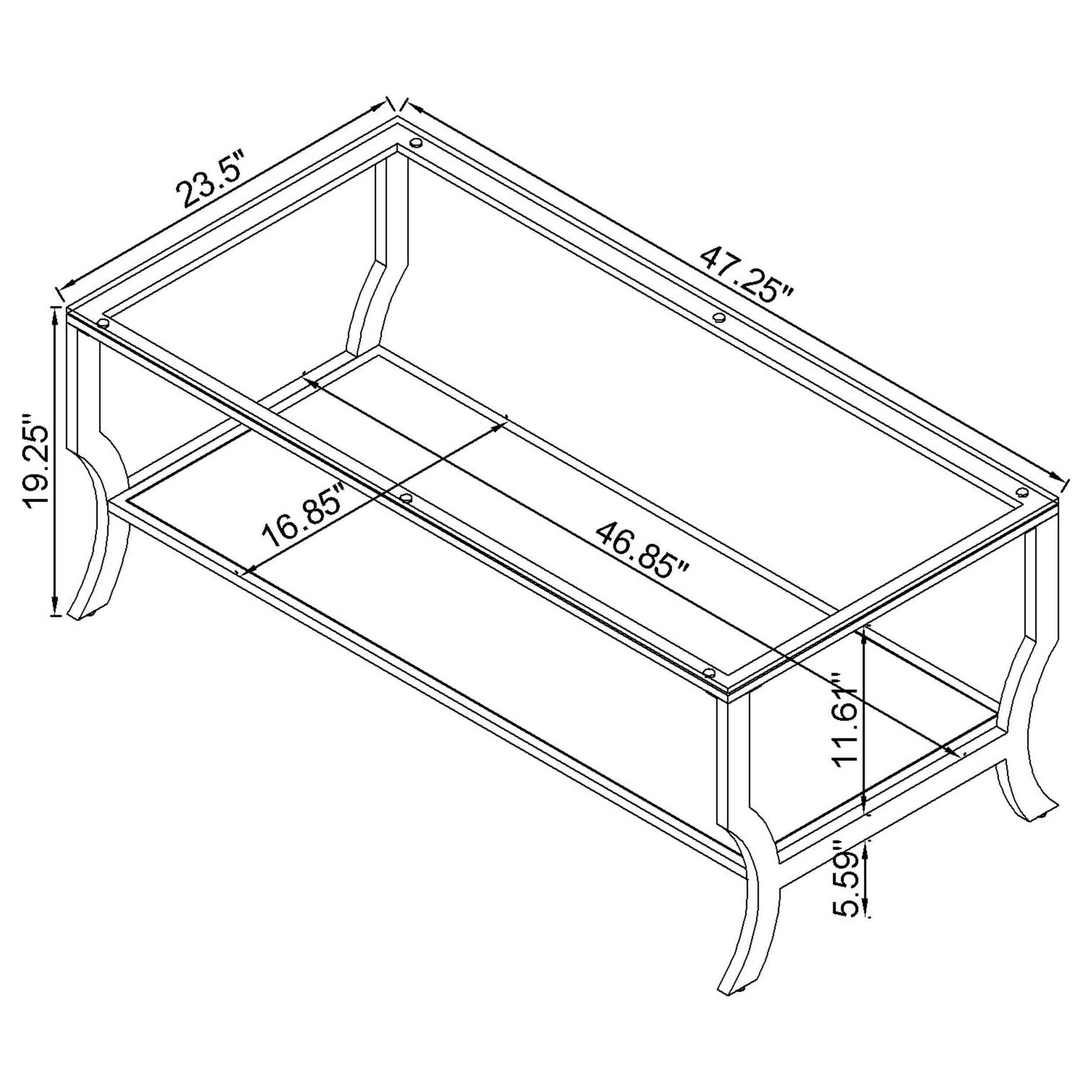 Saide Rectangular Glass Top Coffee Table Chrome-CoasterEssence