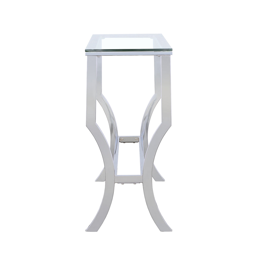 Saide Rectangular Glass Top Entryway Console Table Chrome-CoasterEssence