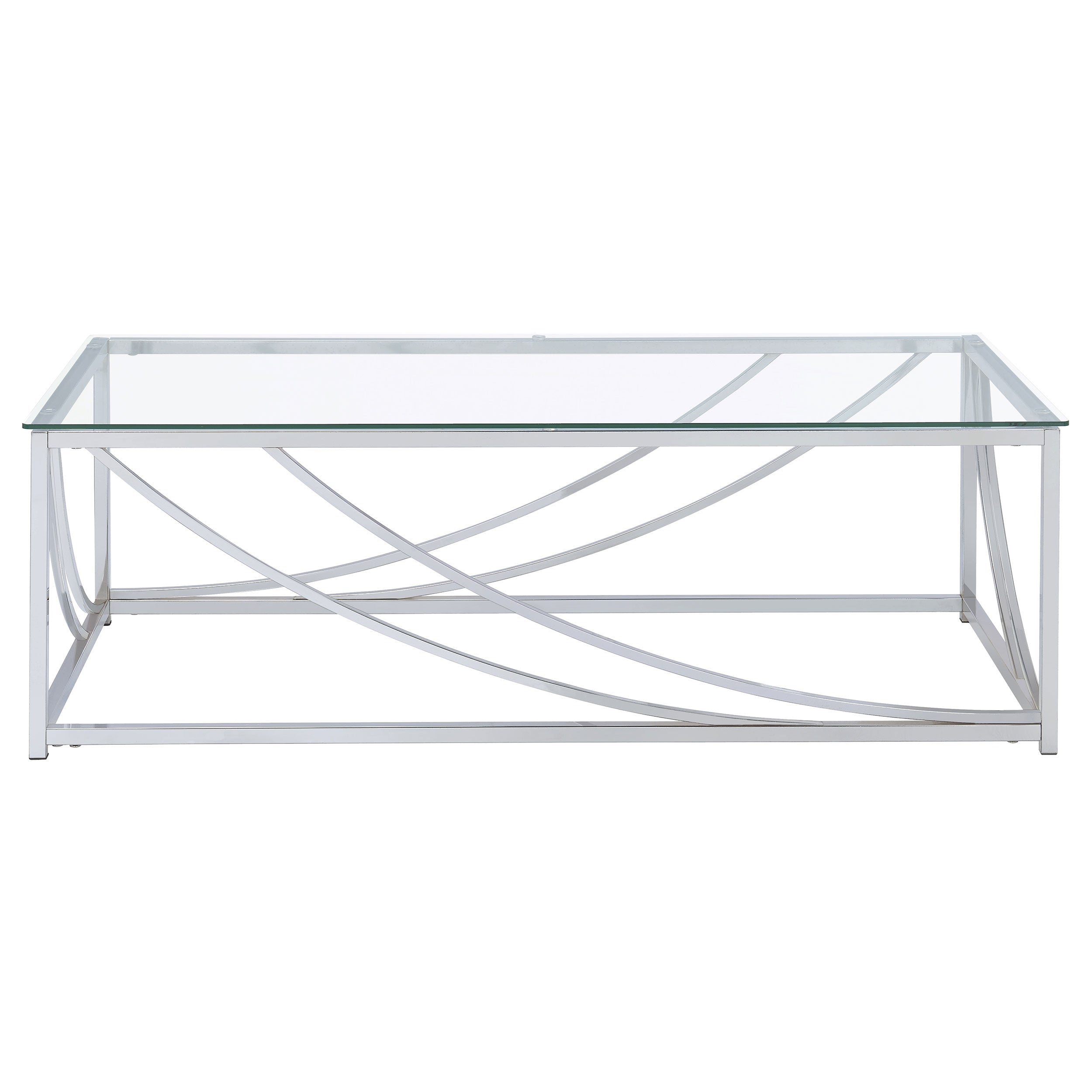 Lille Rectangular Glass Top Coffee Table Chrome-CoasterEssence