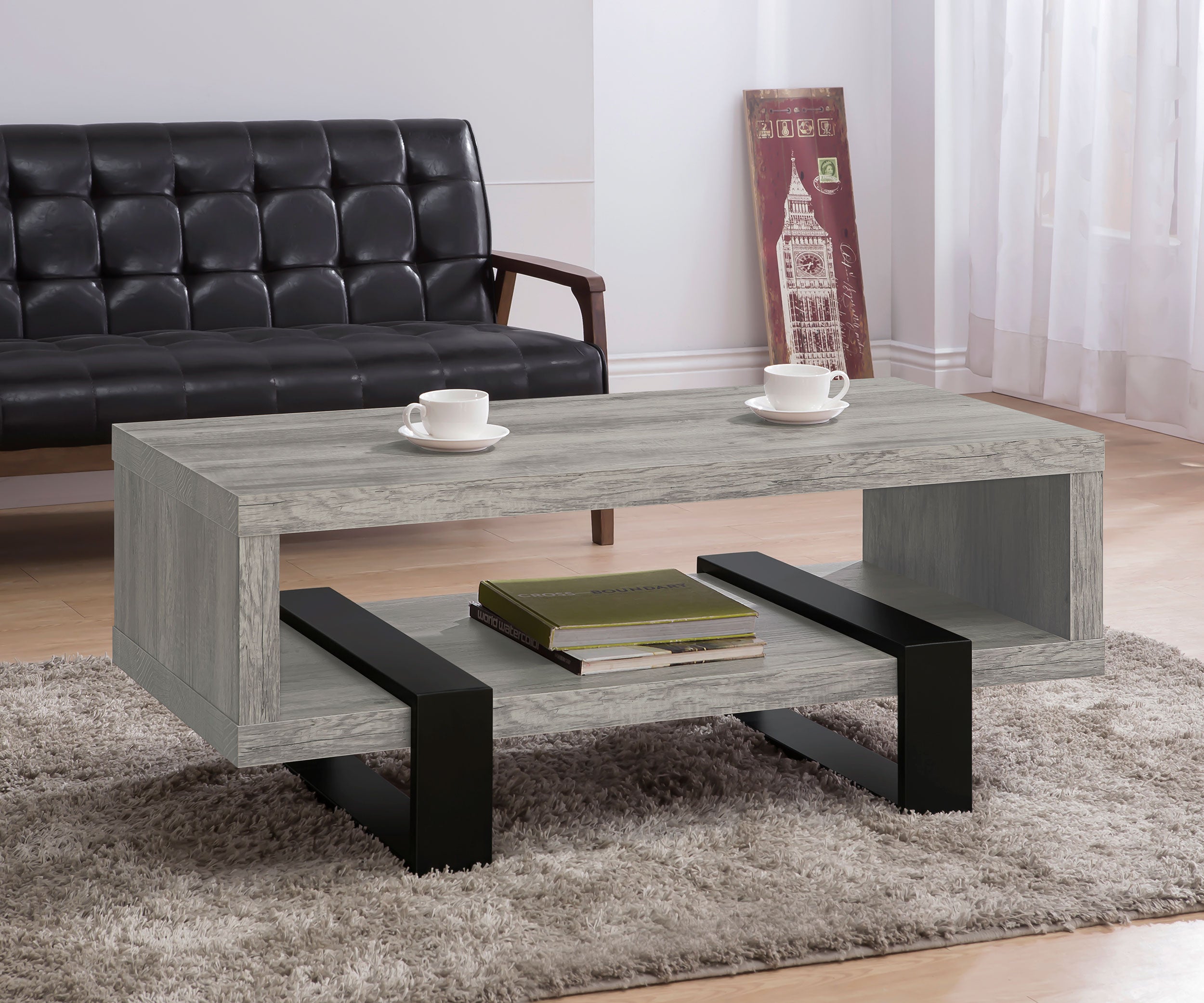 Dinard Engineered Wood Cocktail Coffee Table Grey Driftwood-CoasterEssence