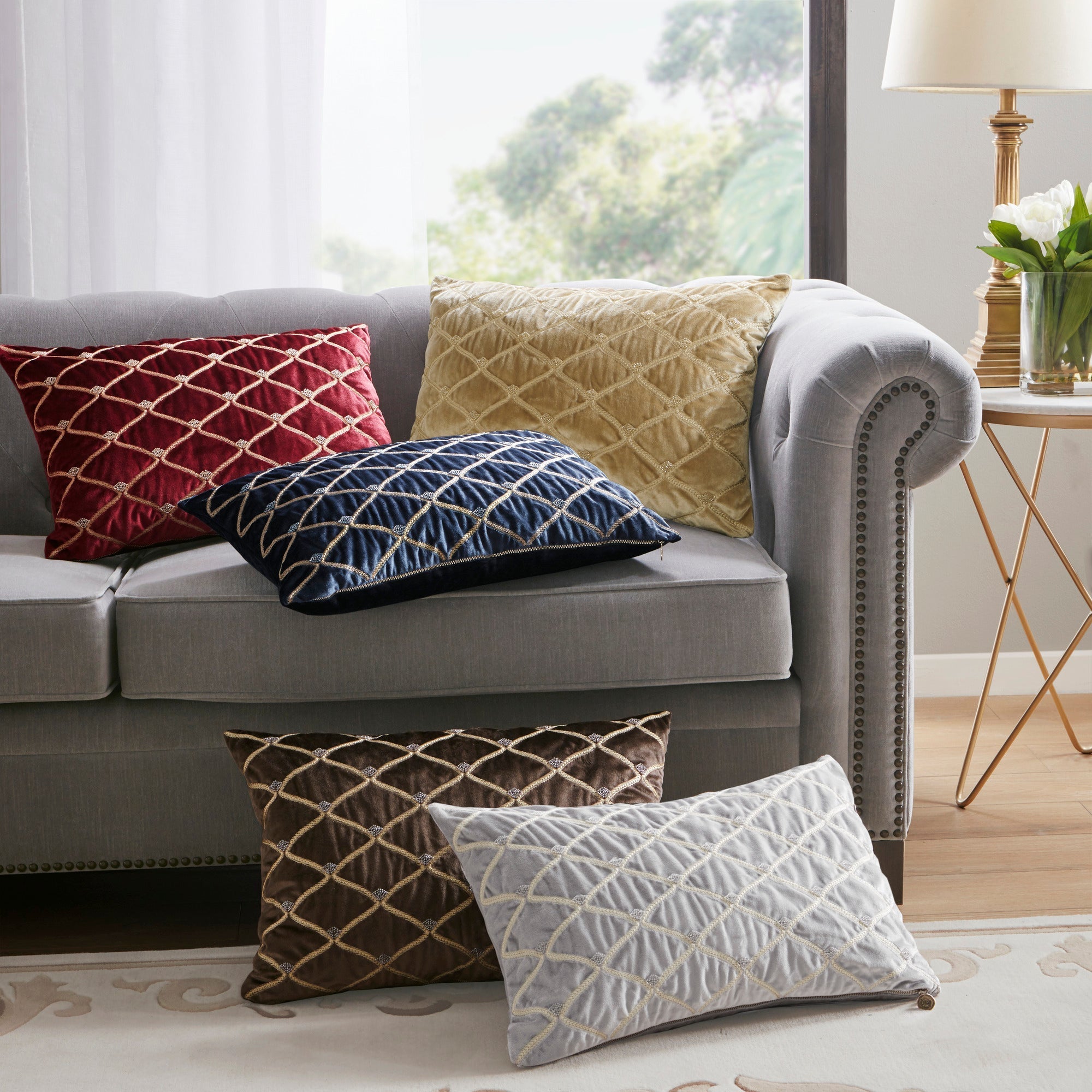 Oblong Decor Pillow Silver 22x15'