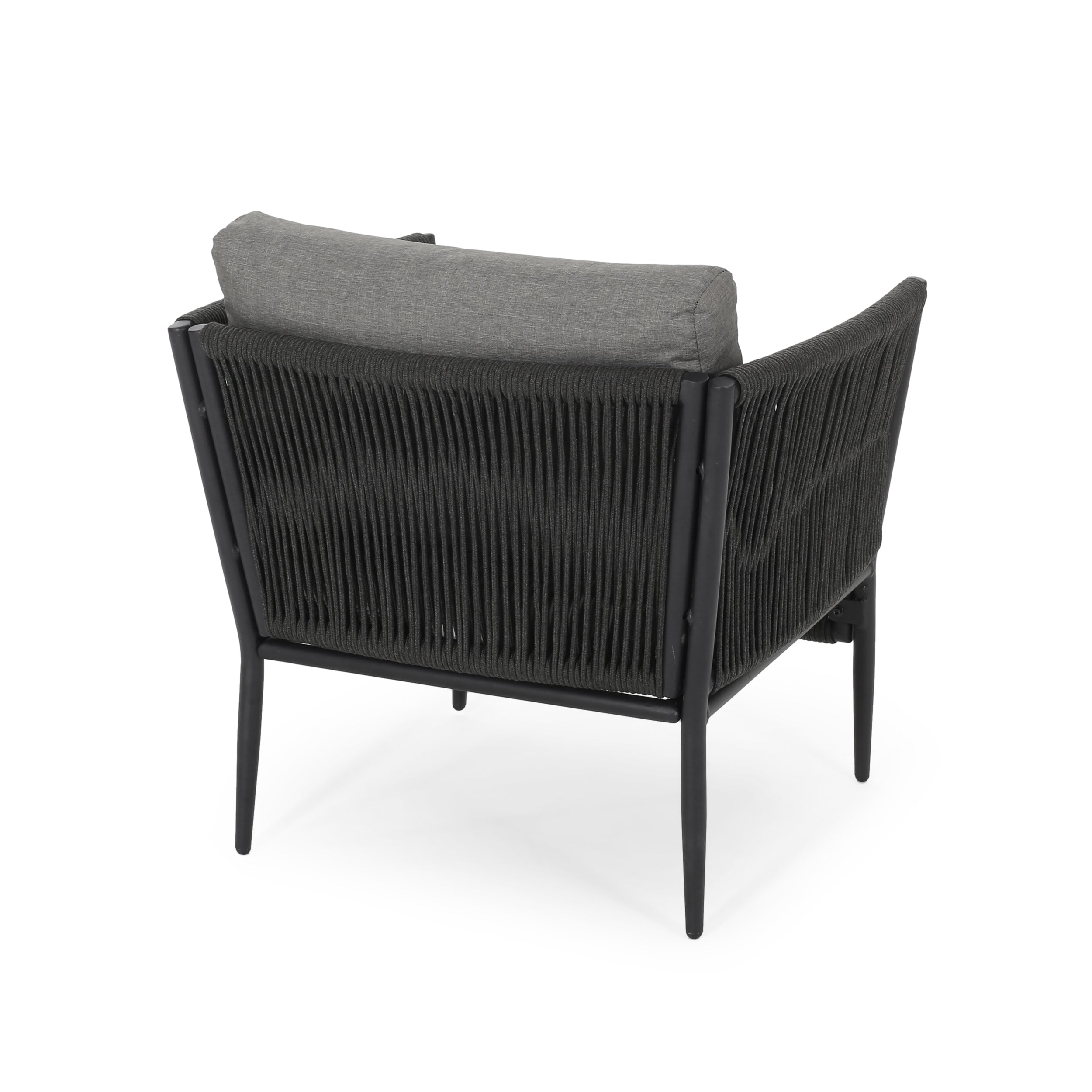 Hanford Modern Club Chair with Woven Rope Design in Grey