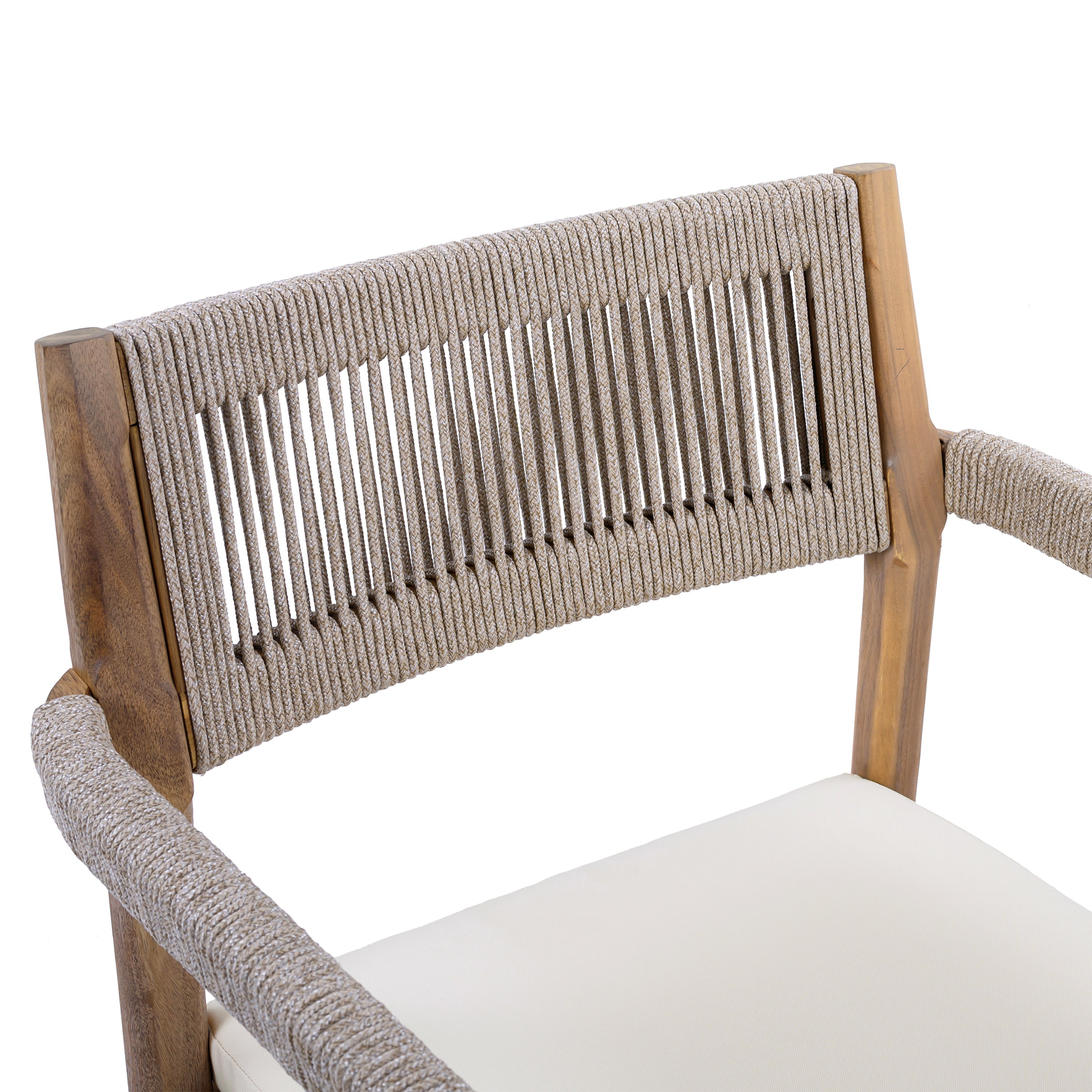 Patio Set Outdoor Acacia Wood Furniture Sets - Braided Dining Chairs and Patio Dining Table