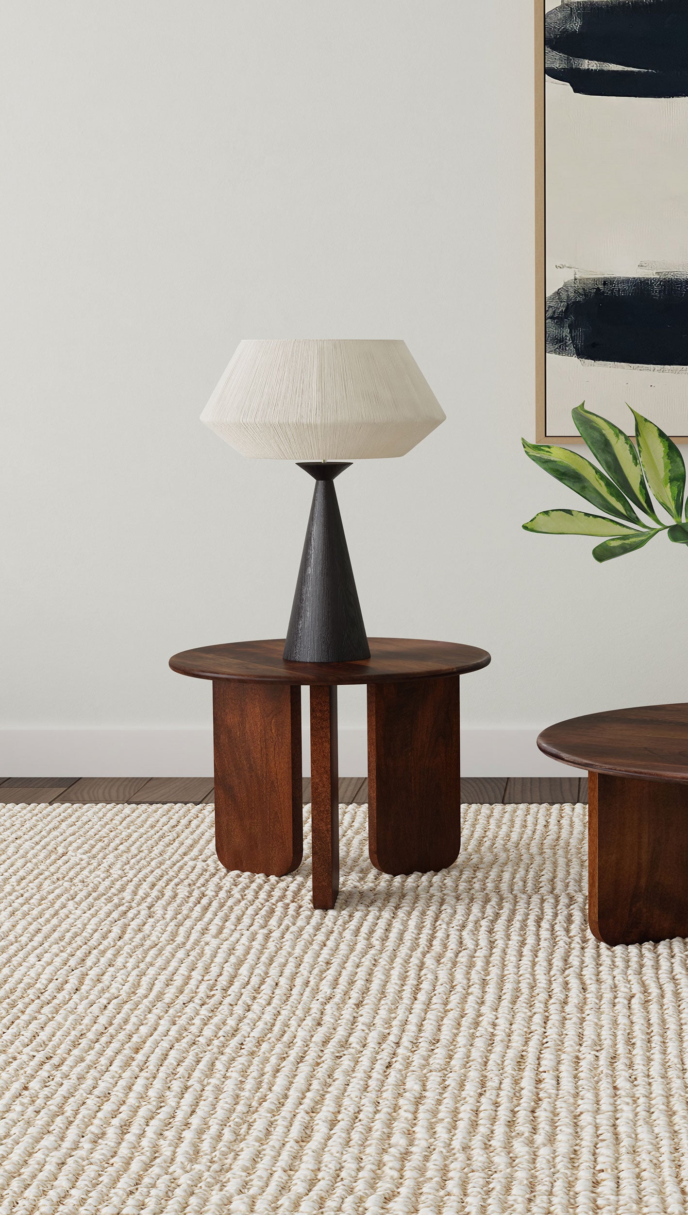 Dale Round Solid Mango Wood Side End Table Brown-