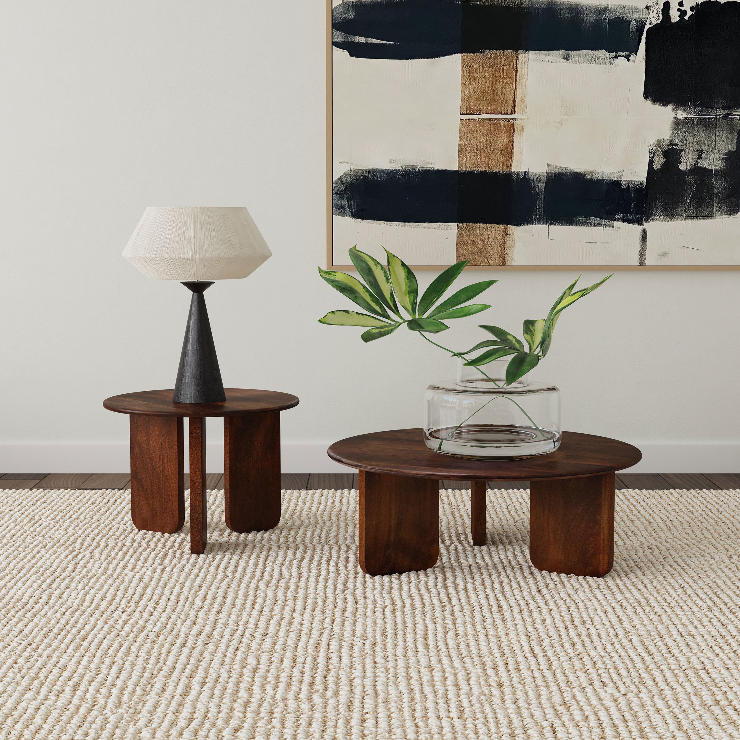 Dale Round Solid Mango Wood Coffee Table Brown-