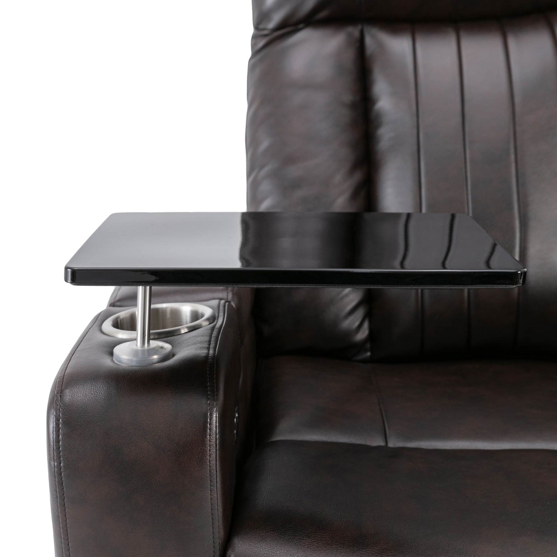 Power Recliner With Storage Arms, Cupholders, Swivel Tray Table And Cell Phone Stand - Brown - Best Buy Furniture