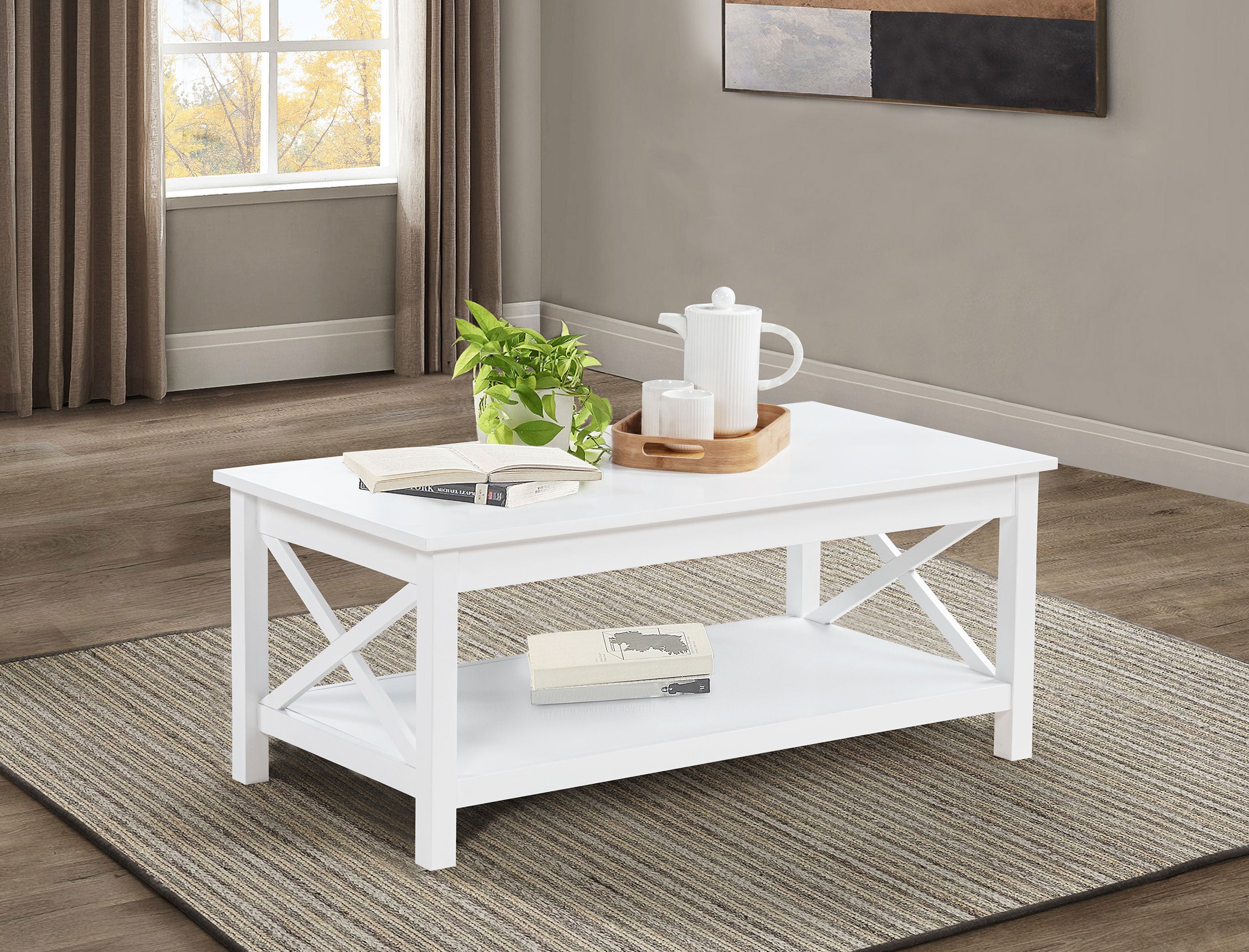 Skyview 44-inch Rectangular Lift Top Coffee Table White-