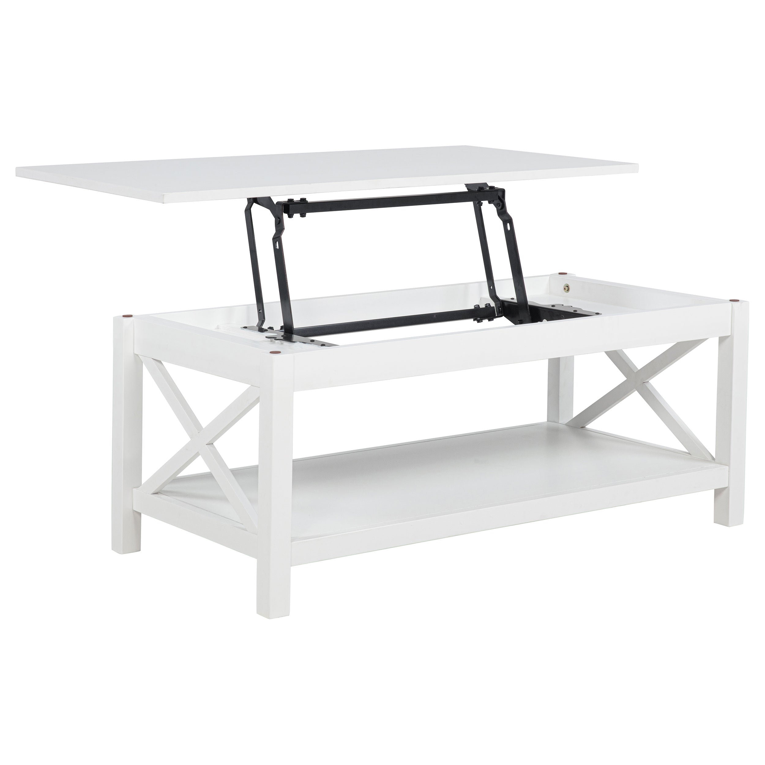 Skyview 44-inch Rectangular Lift Top Coffee Table White-