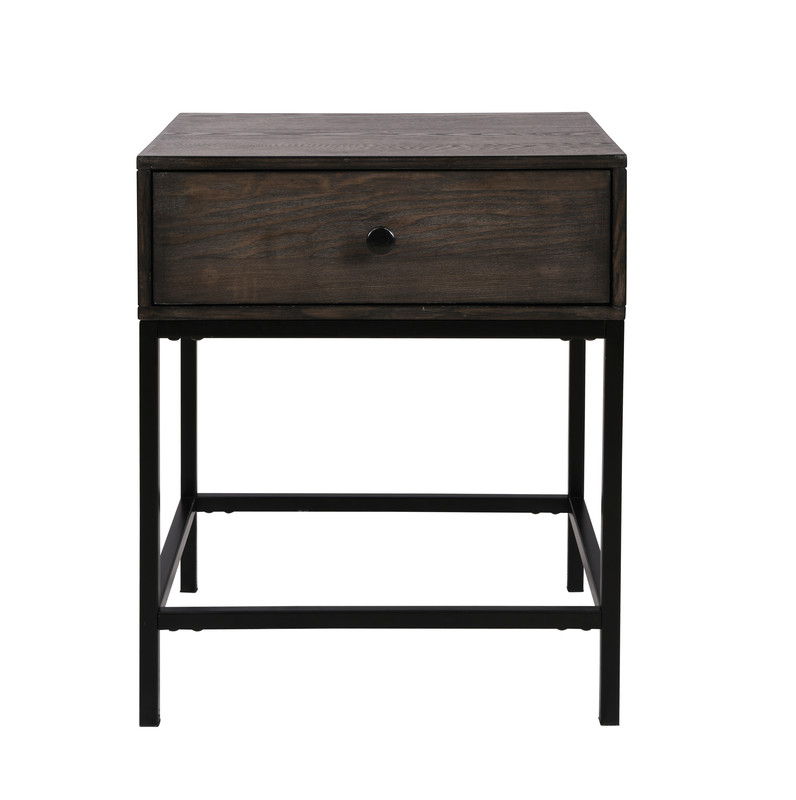 Ava - MDF End Table With Charging Ports And Metal Base - Espresso - Best Buy Furniture
