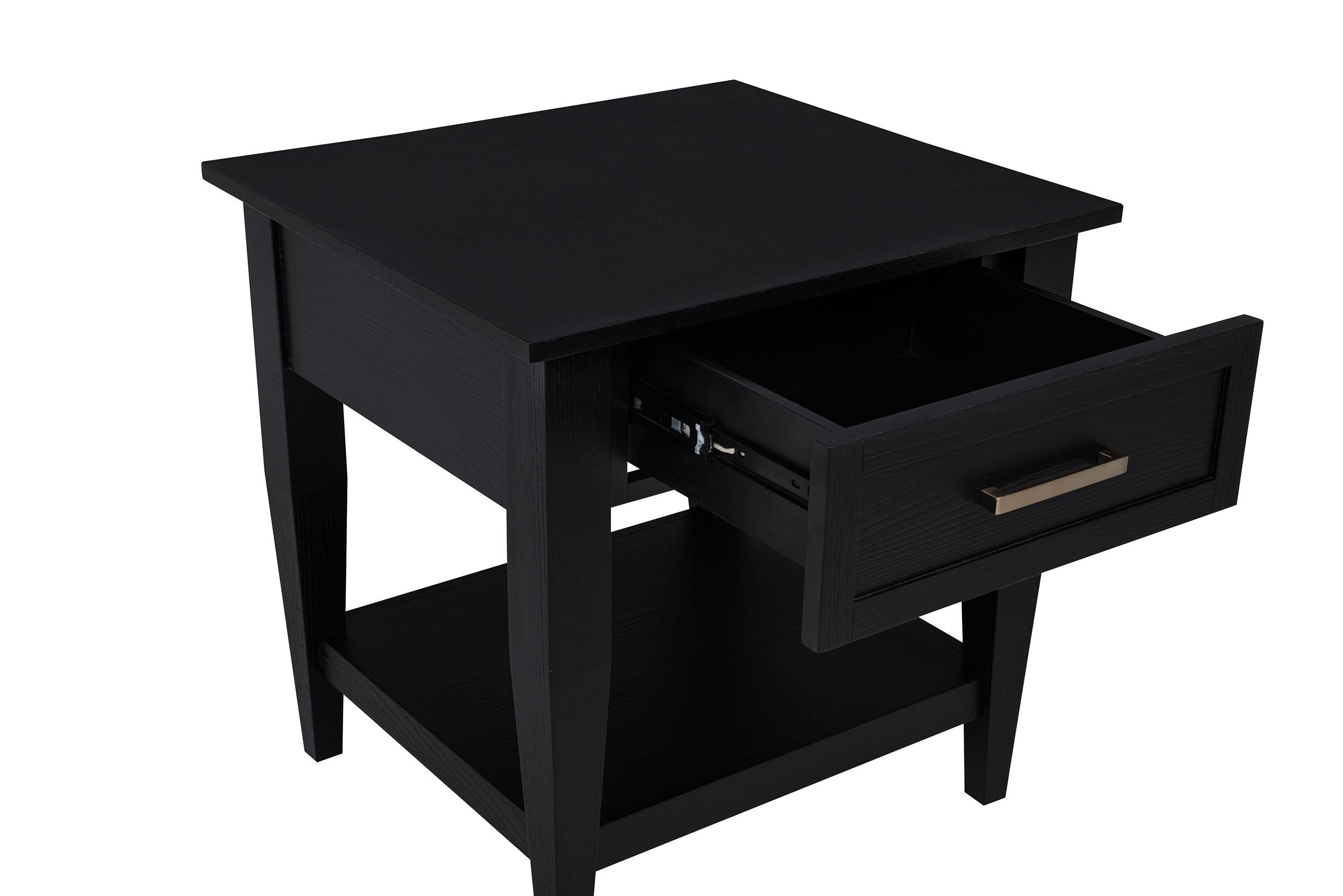 Lindenton 1-drawer Wood Occasional Side End Table Black-