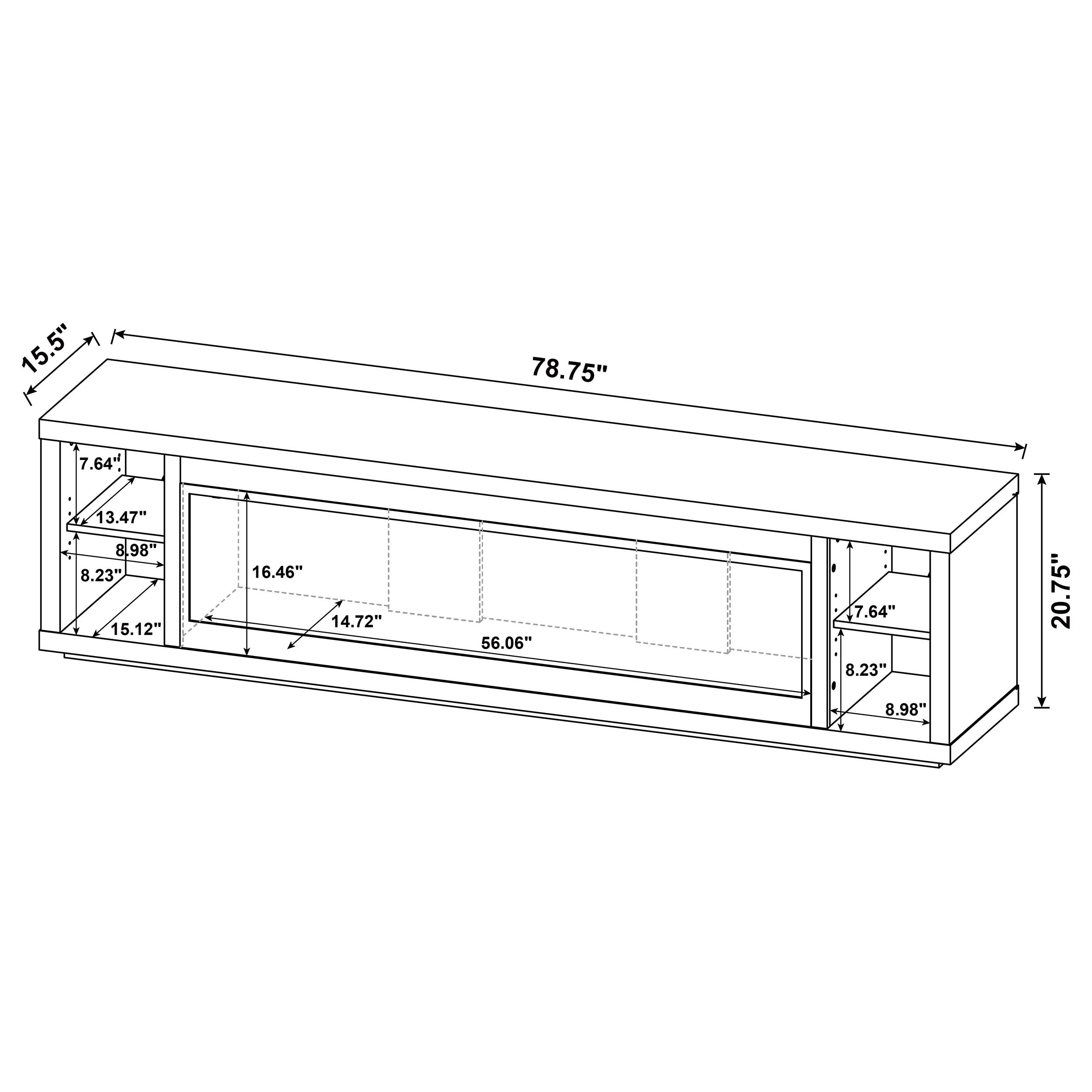 Deiter 79-inch TV Stand Fireplace Media Console Black-